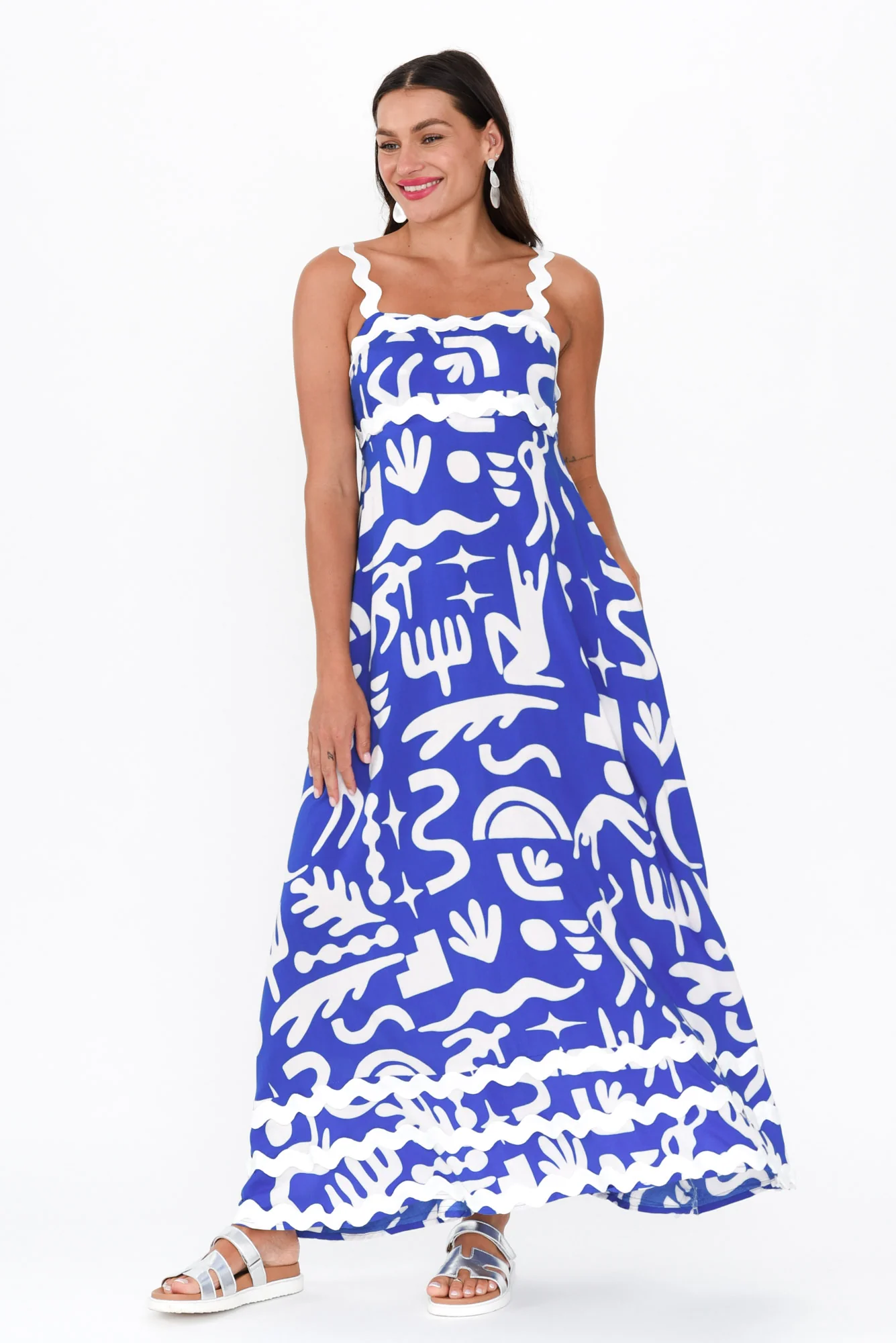 Eda Blue Abstract Maxi Dress