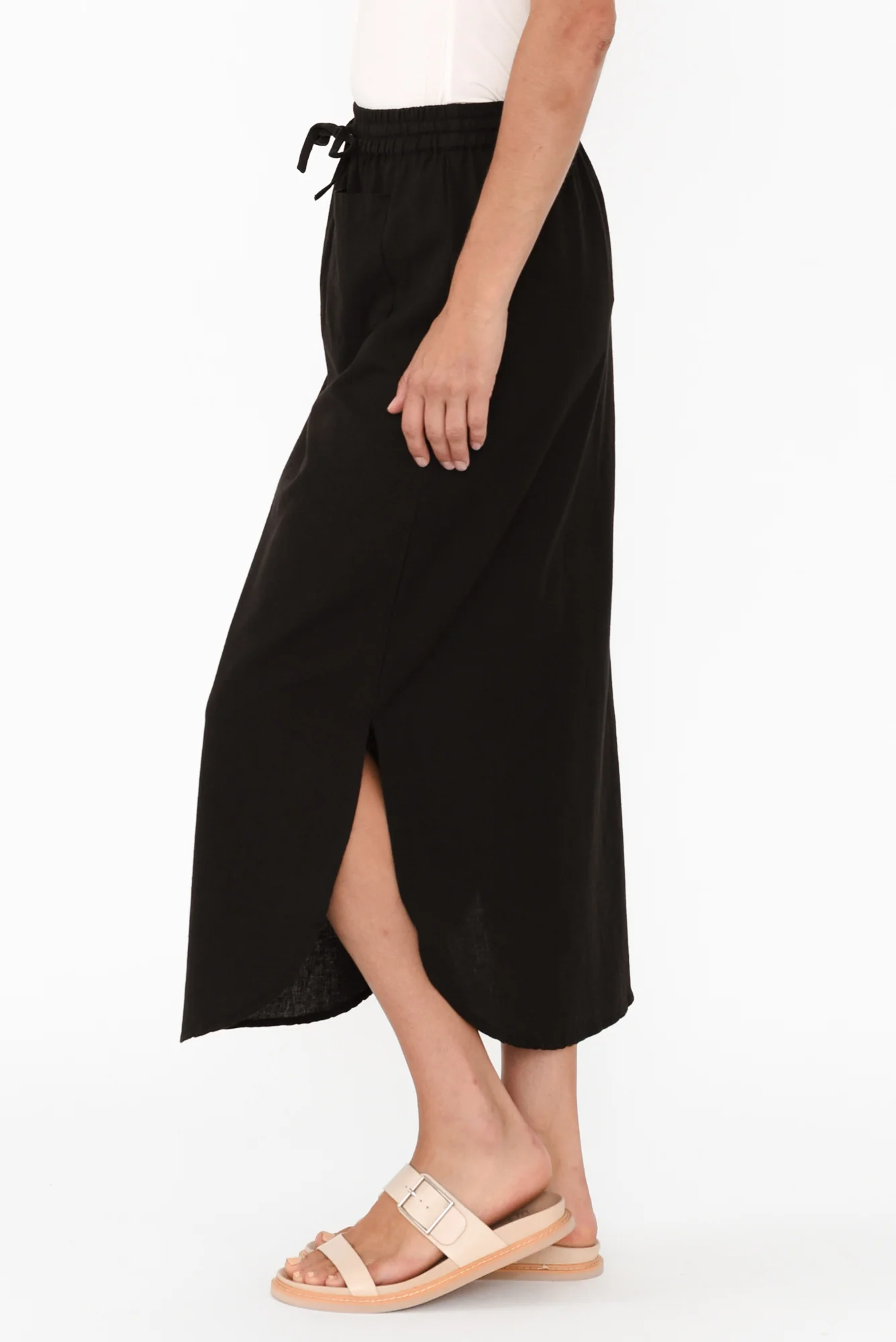 Ember Black Cotton Blend Drawstring Skirt