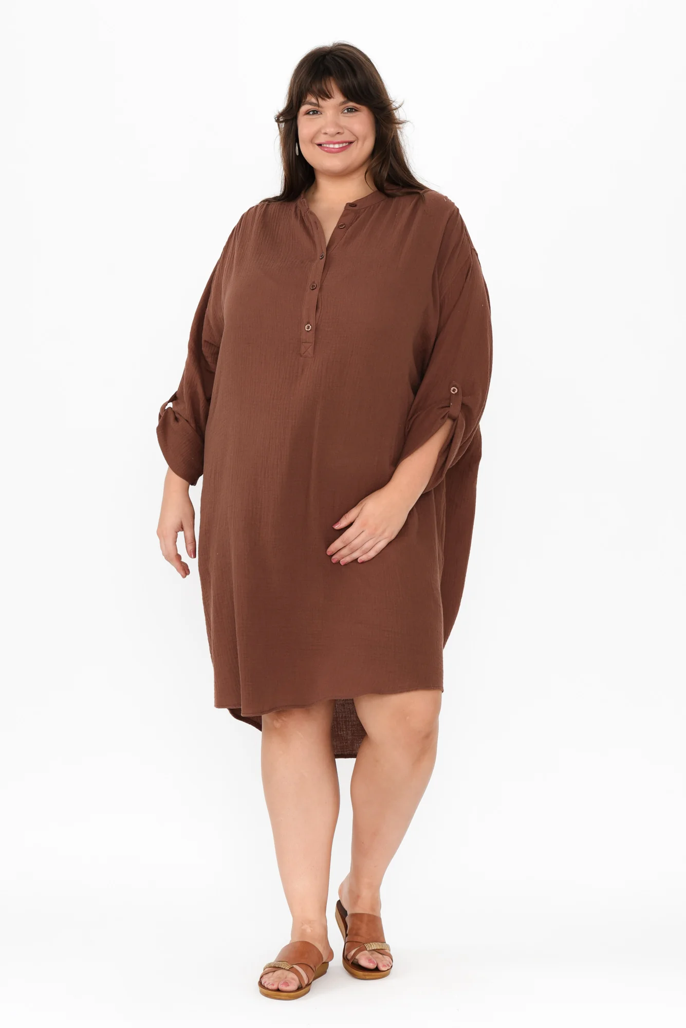 Tropez Mocha Cotton Cheesecloth Kaftan