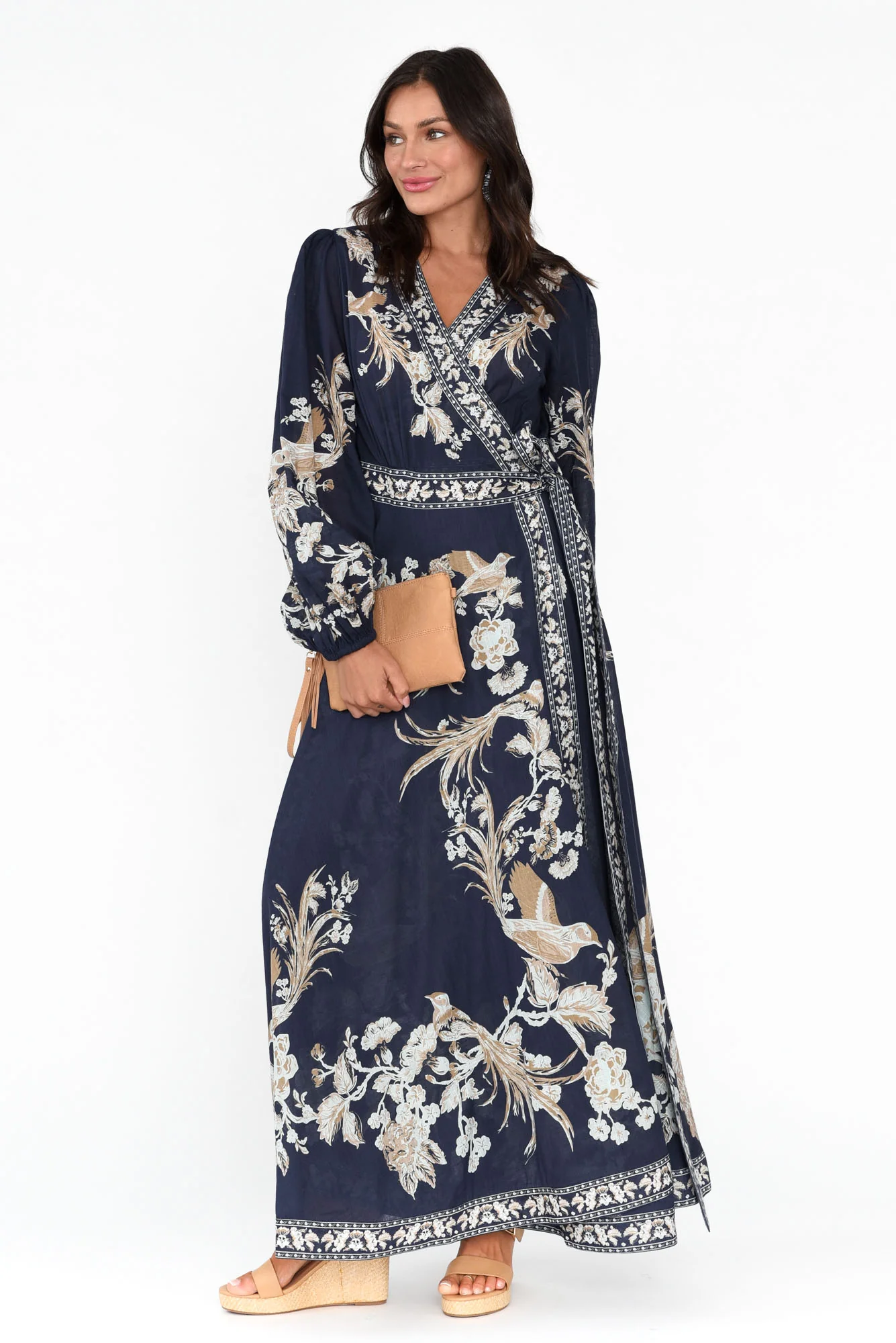 Aphrodite Navy Floral Cotton Wrap Dress