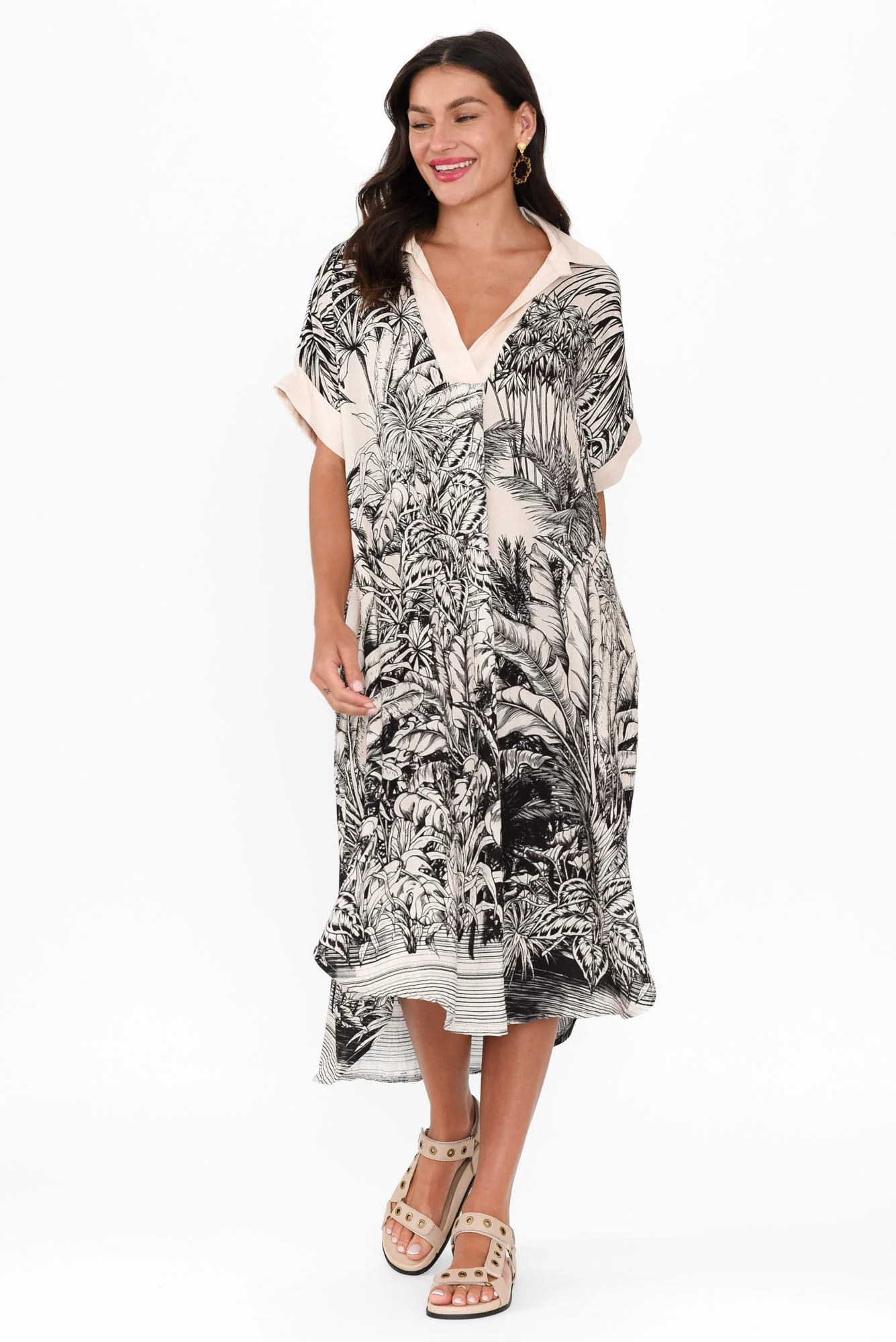 Fairmont Black Jungle Collared Dress