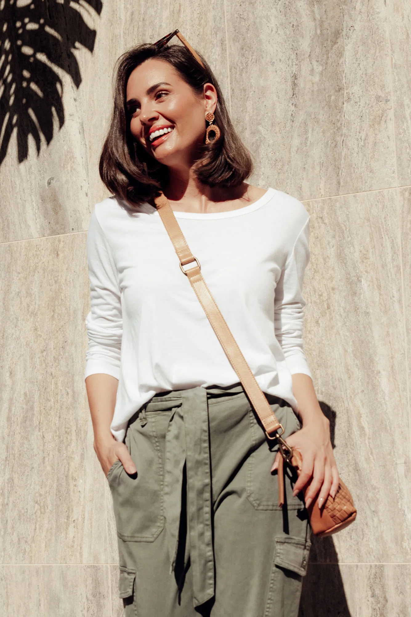 Megan White Cotton Long Sleeve Top