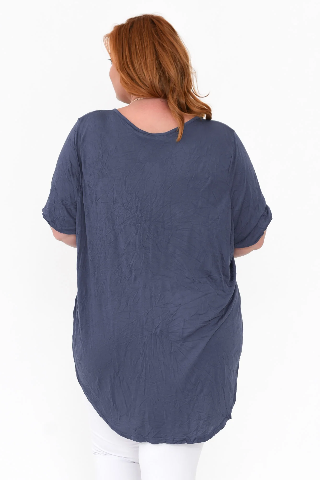 Agnes Blue Crinkle Cotton Hi Lo Top