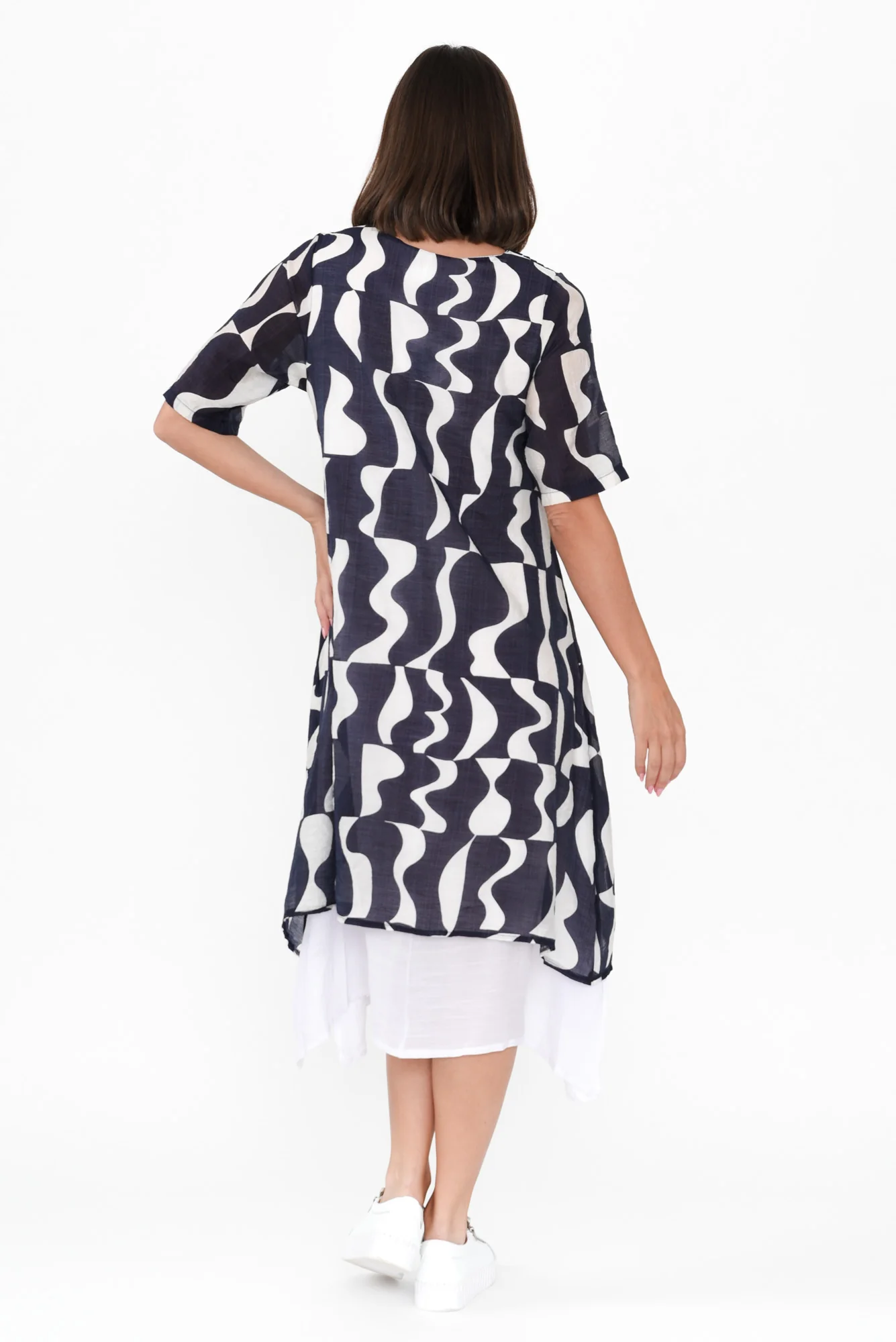 Nala Navy Abstract Layers Dress