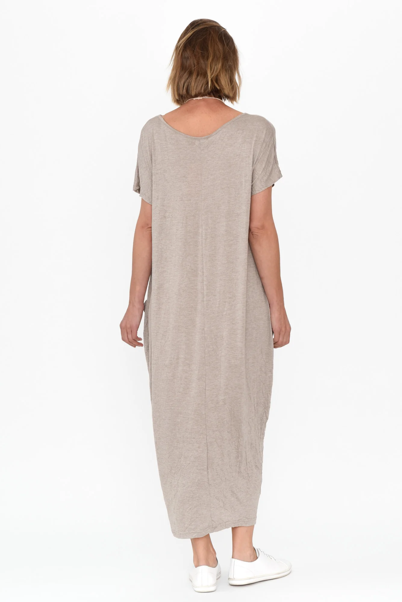 Travel Oat Crinkle Cotton Maxi Dress