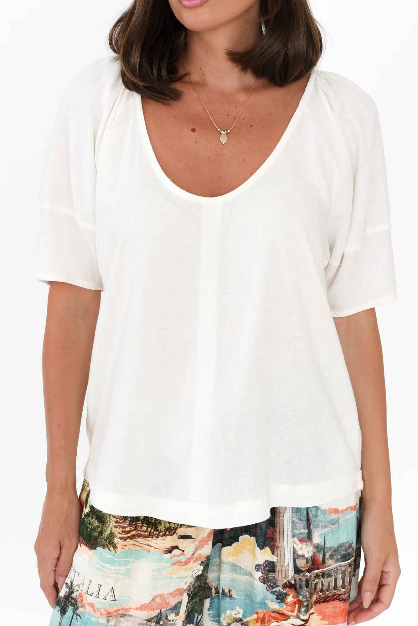 Grove White Linen Blend Top