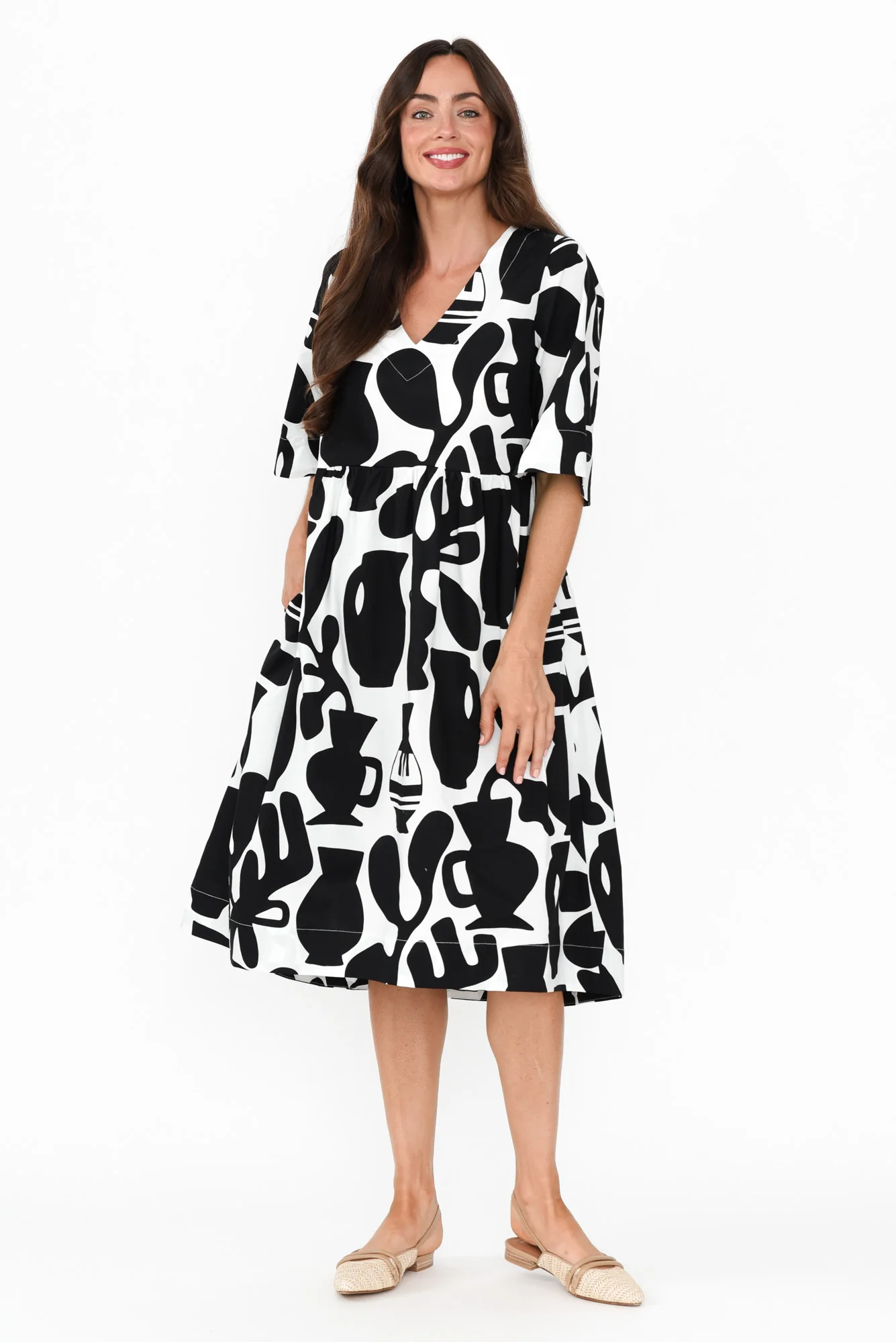 Brightside Black Abstract Cotton Dress