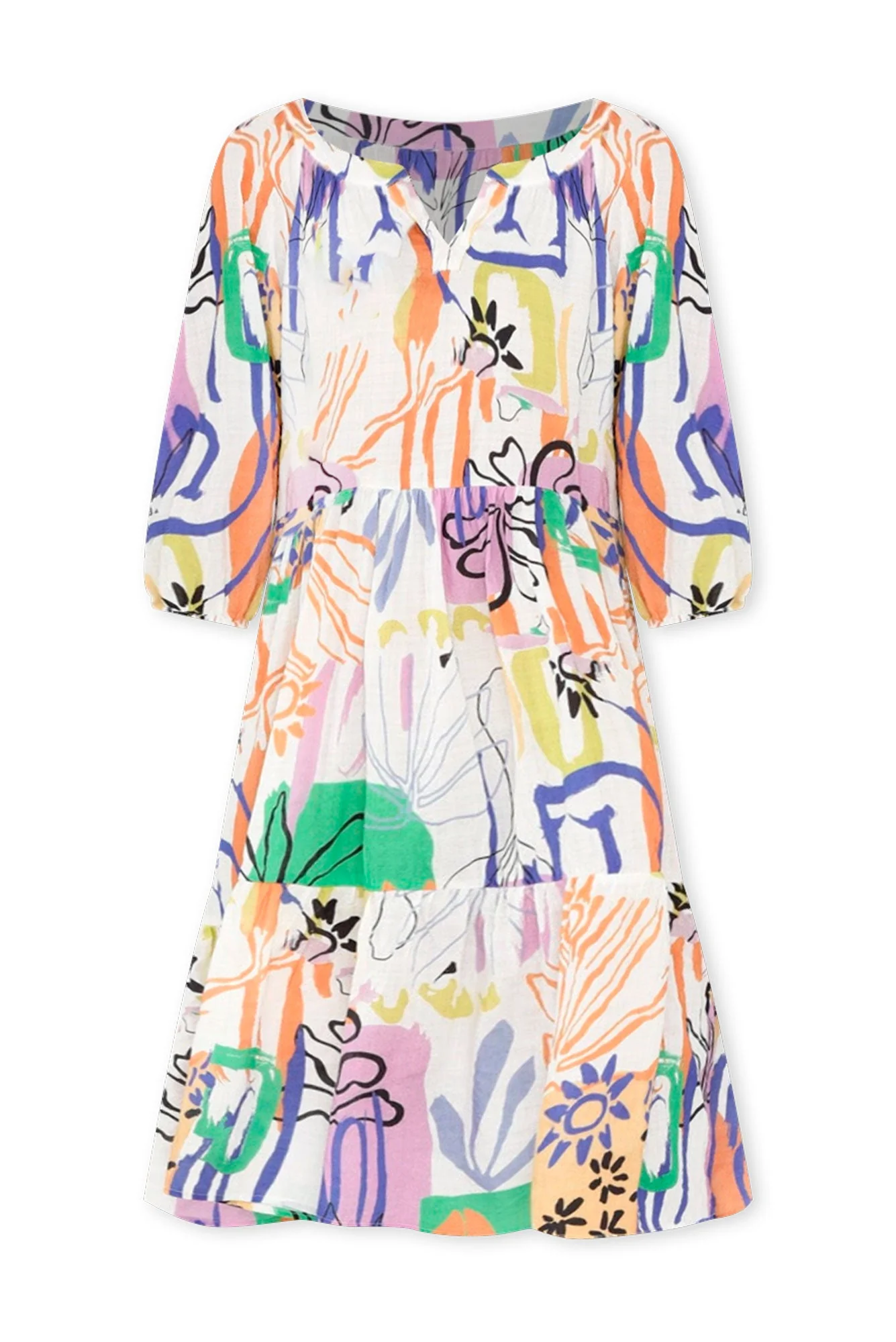 Irene White Garden Cotton Blend Dress