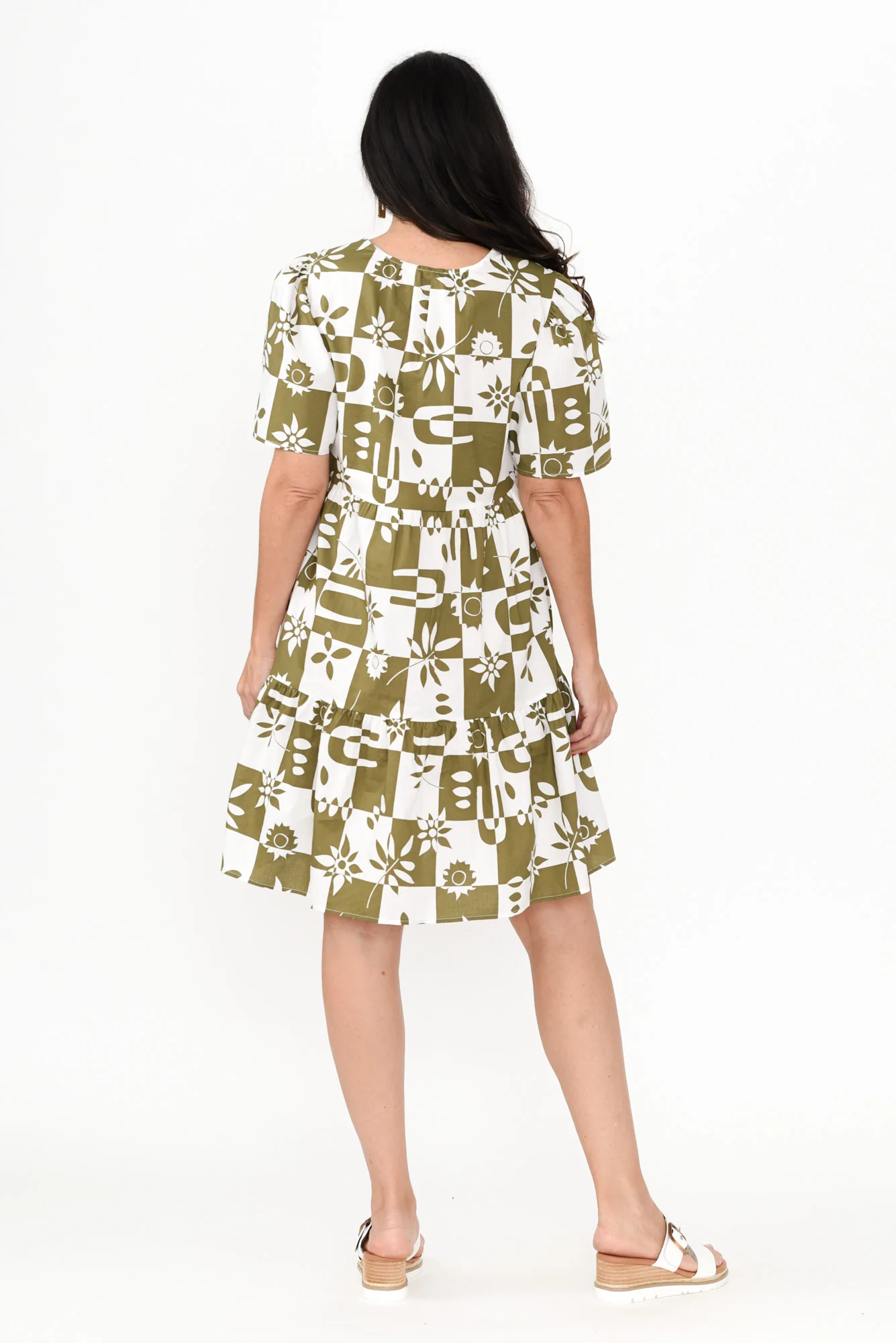 Bacardi Khaki Tile Cotton Dress