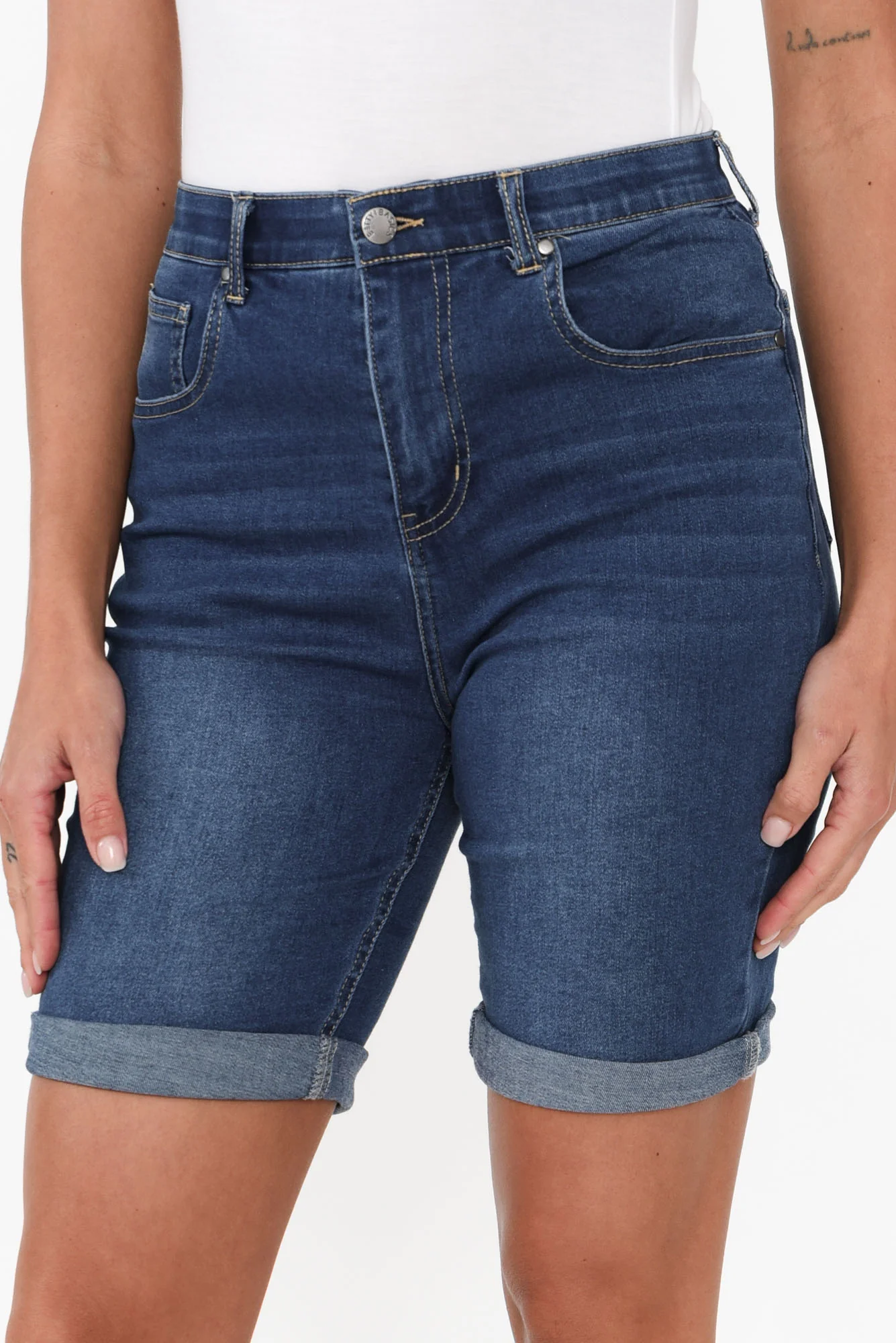 Bonnie Dark Denim Stretch Shorts