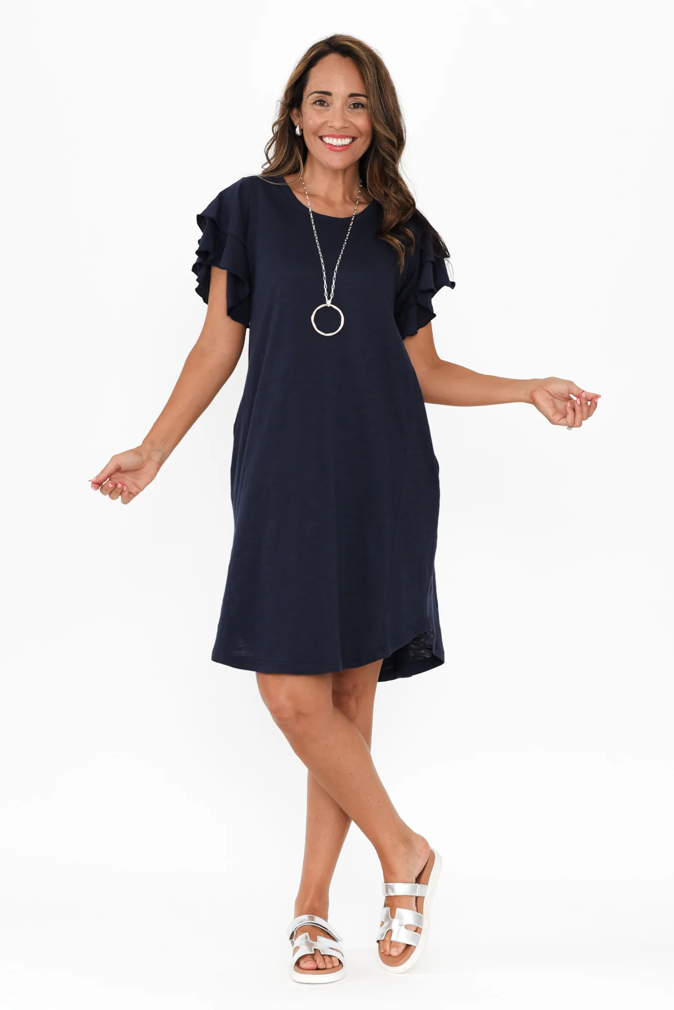 Sydney Navy Cotton Tee Dress