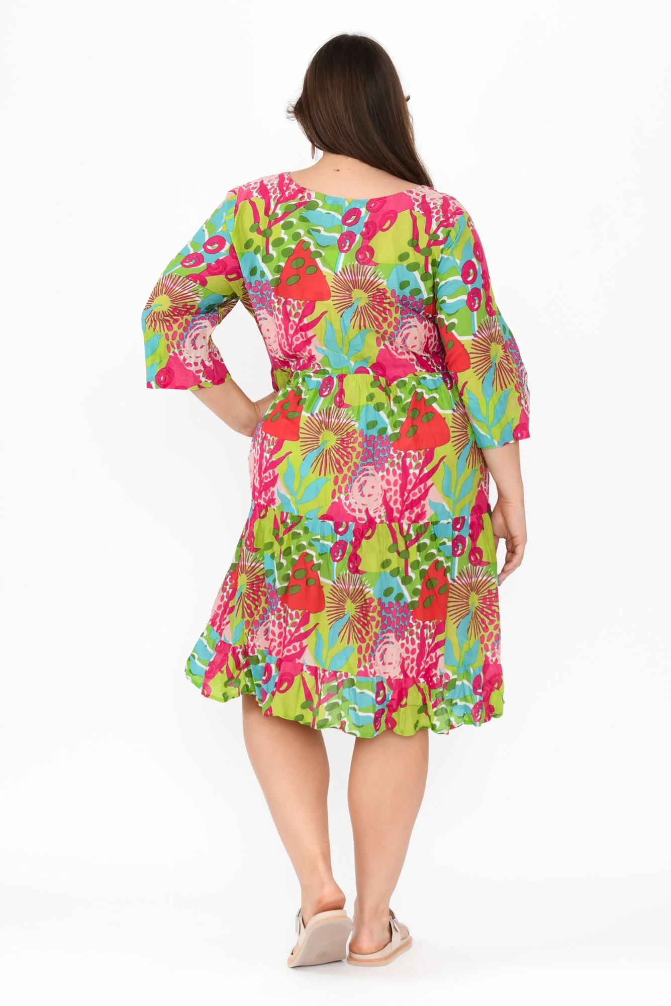 Milana Green Botanical Crinkle Cotton Dress