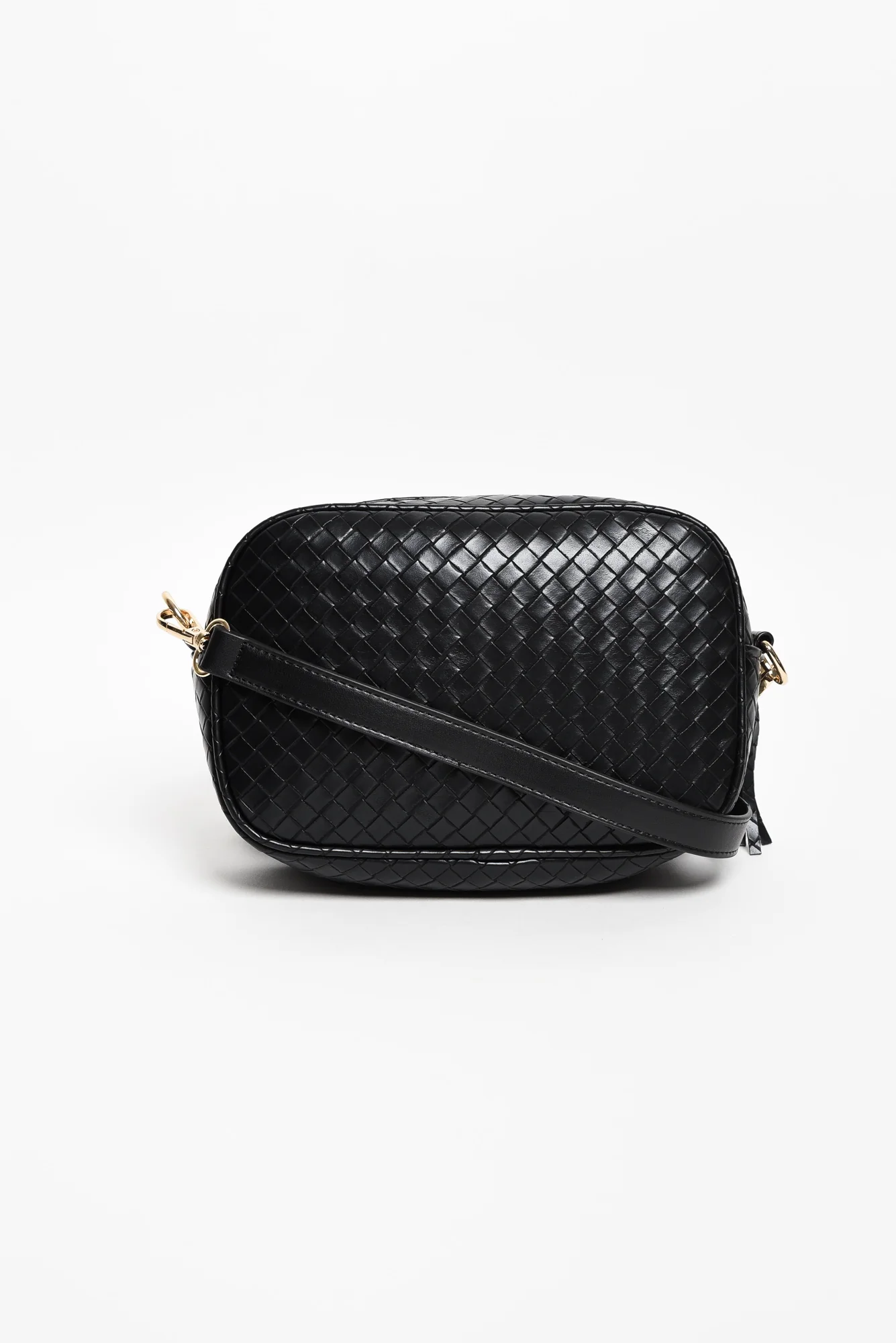 Disco Black Woven Crossbody Bag