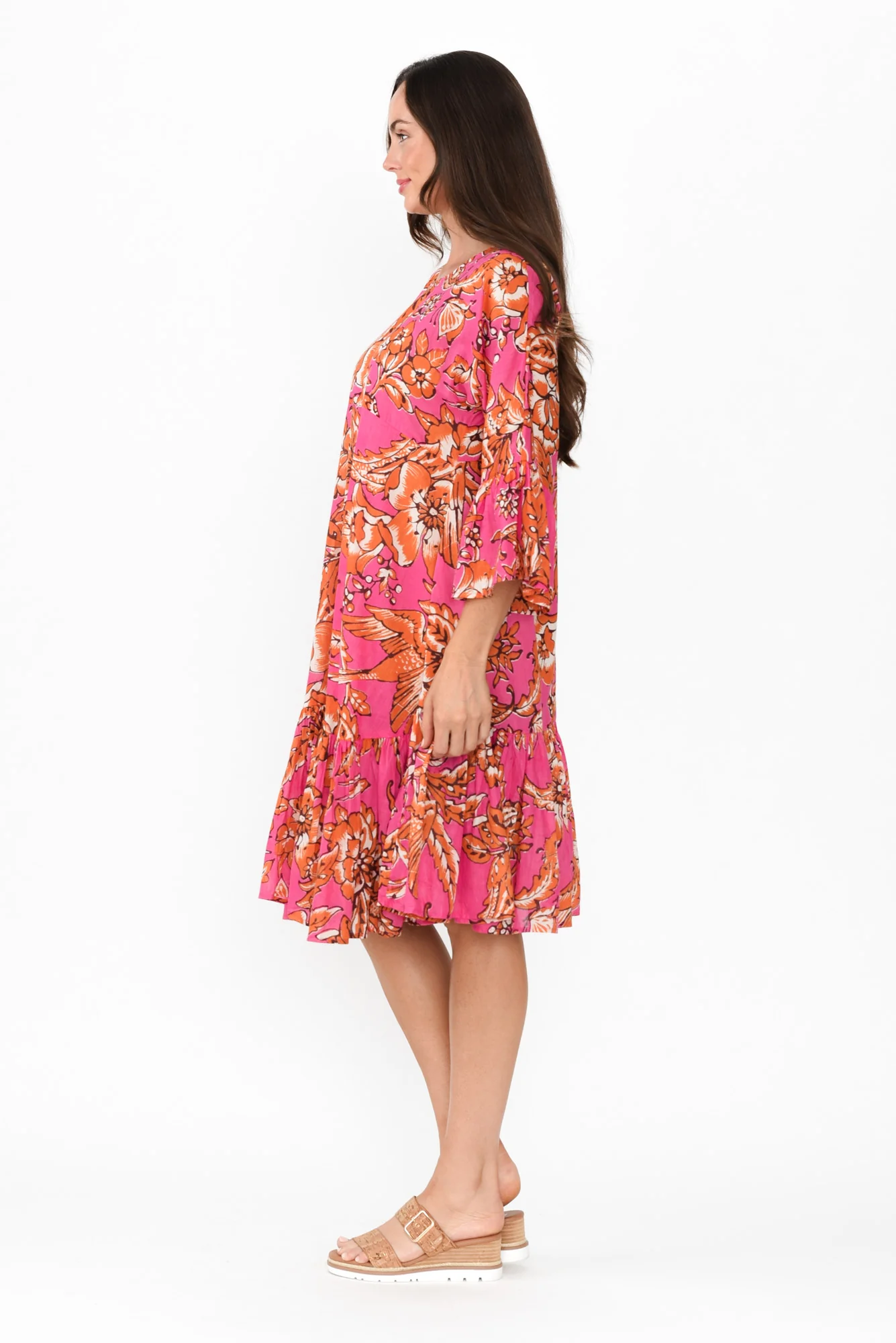 Lucia Orange Garden Cotton Dress