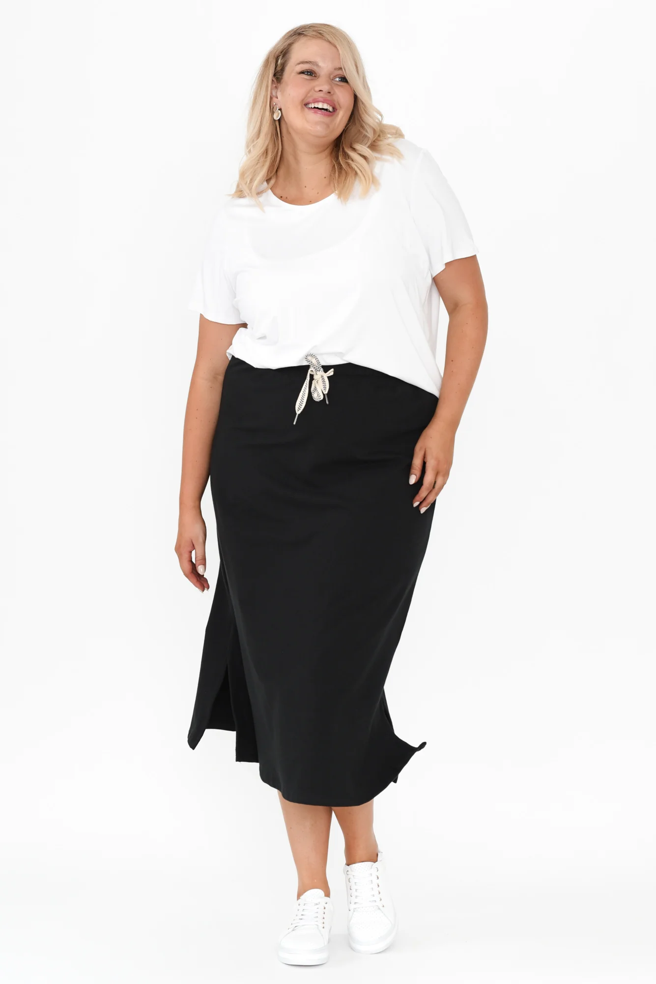 Travel Black Cotton Maxi Skirt