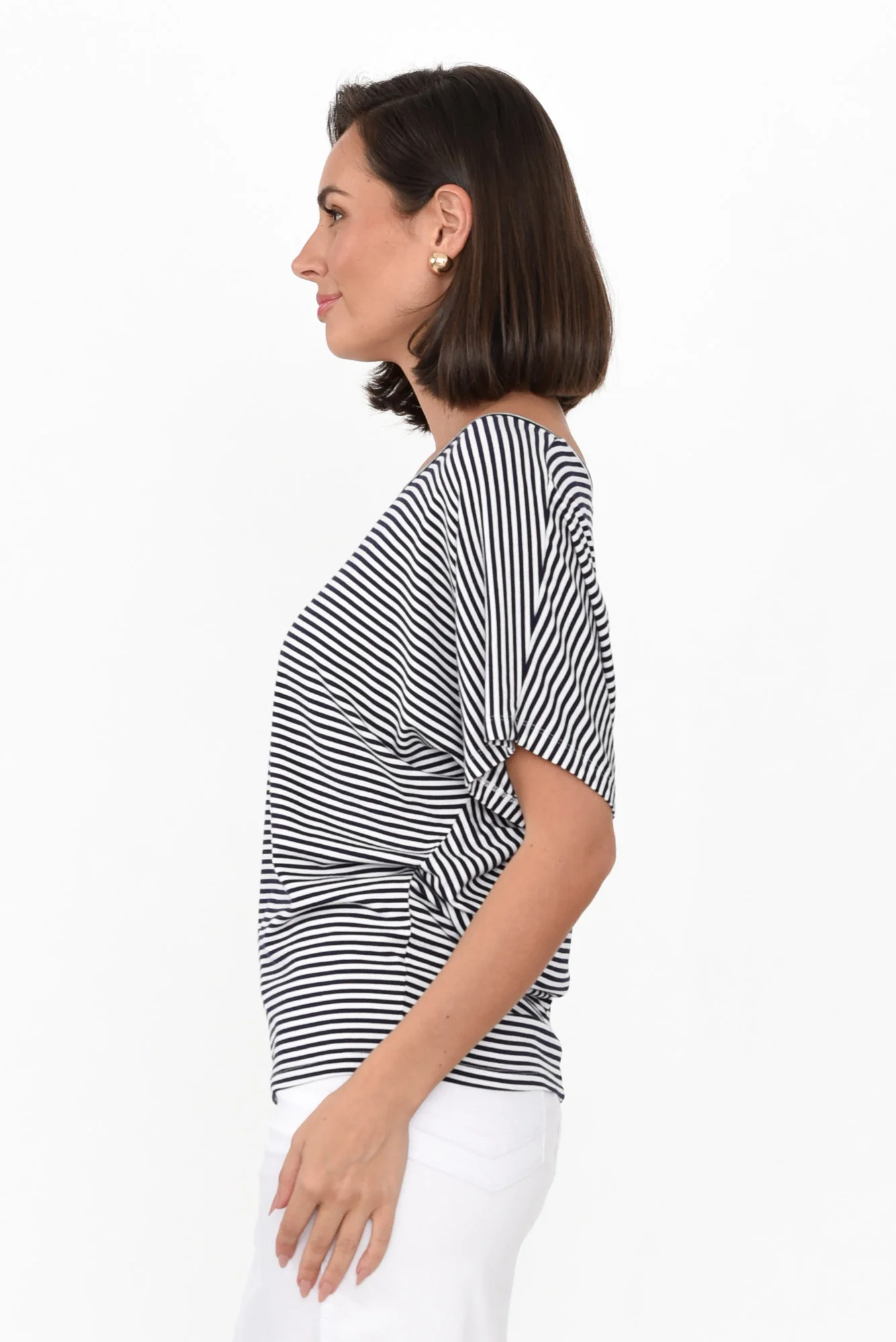 Navy and White Stripe Maui Tee