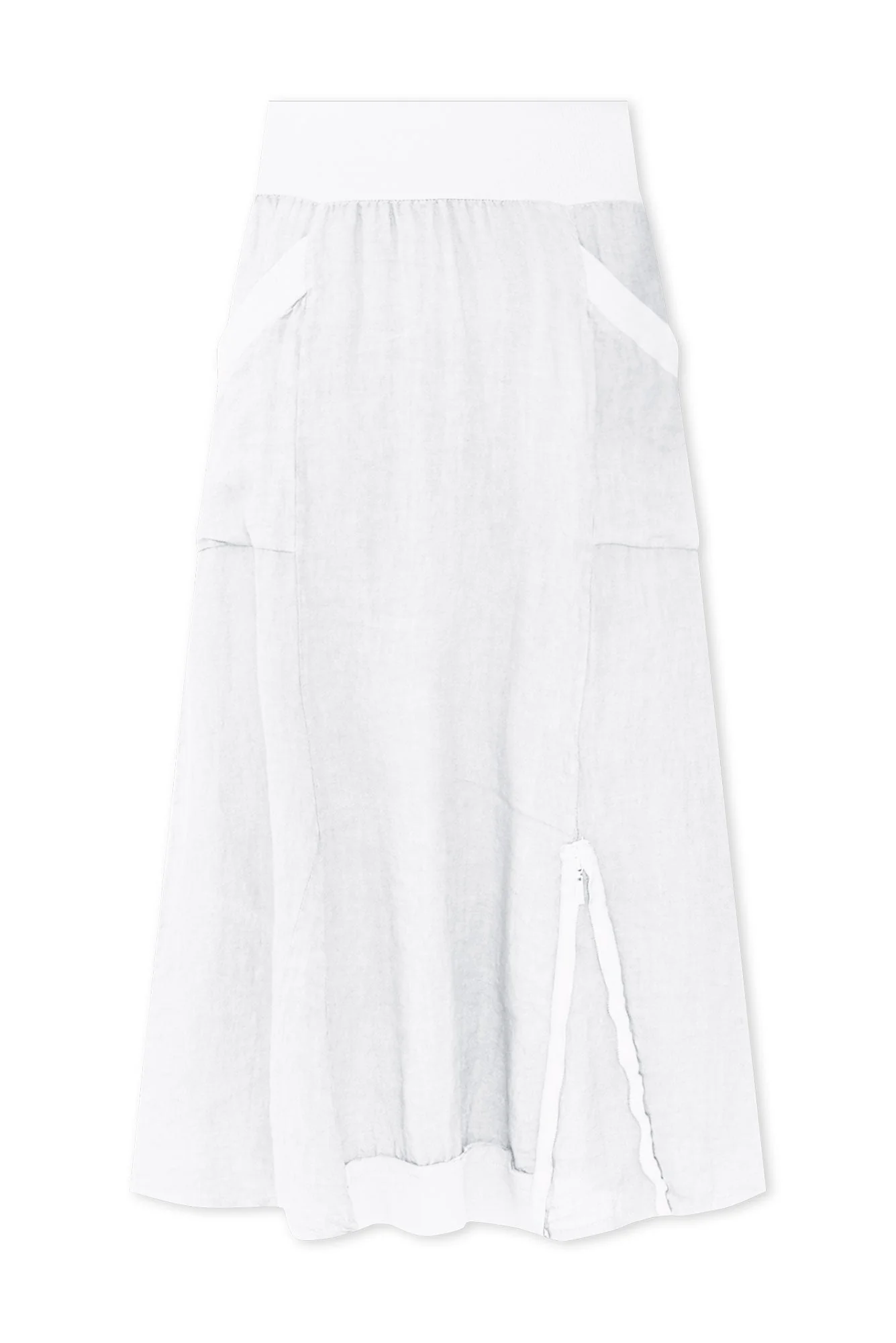 Ani White Linen Pocket Maxi Skirt