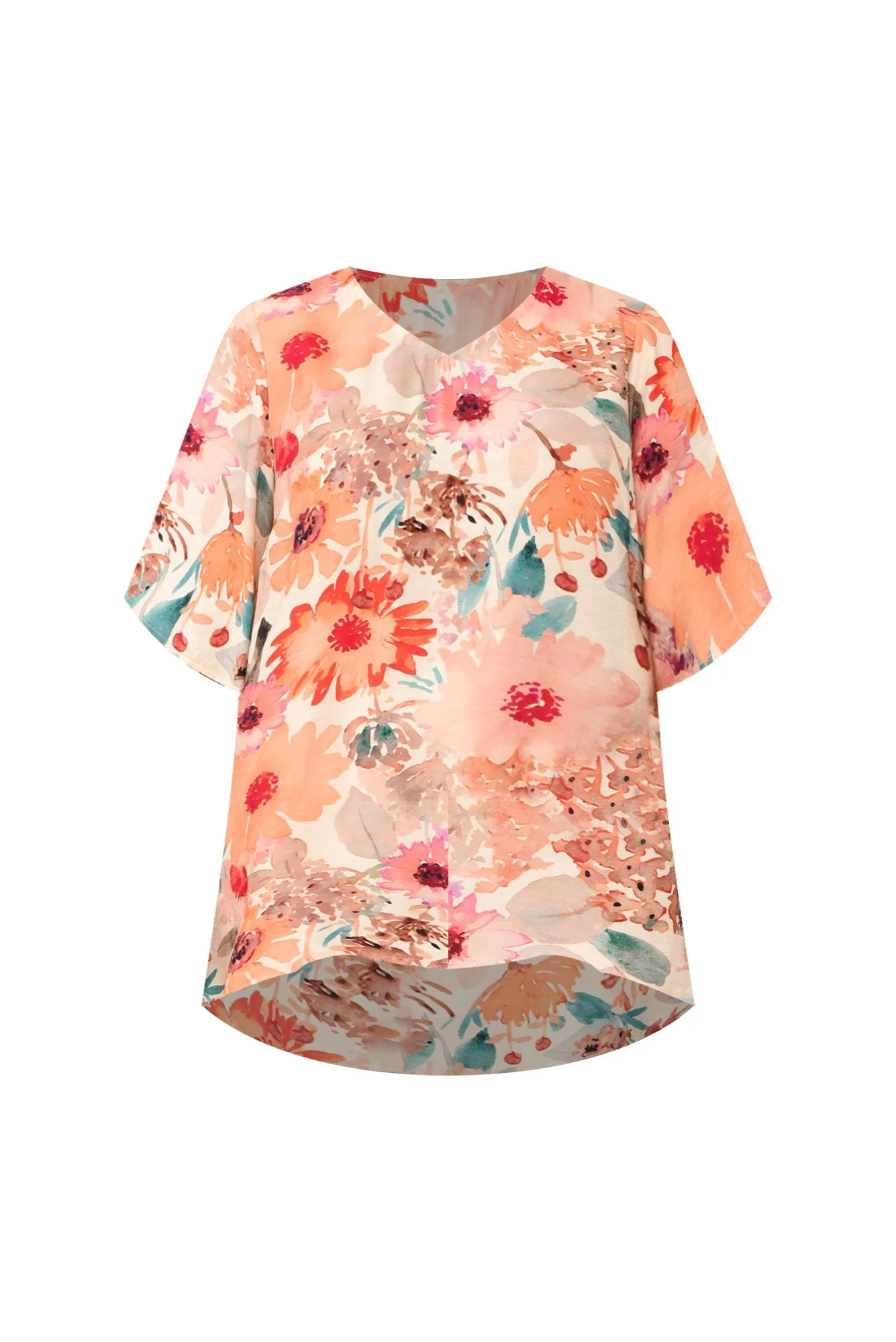 Marian Orange Floral Linen Blend Top