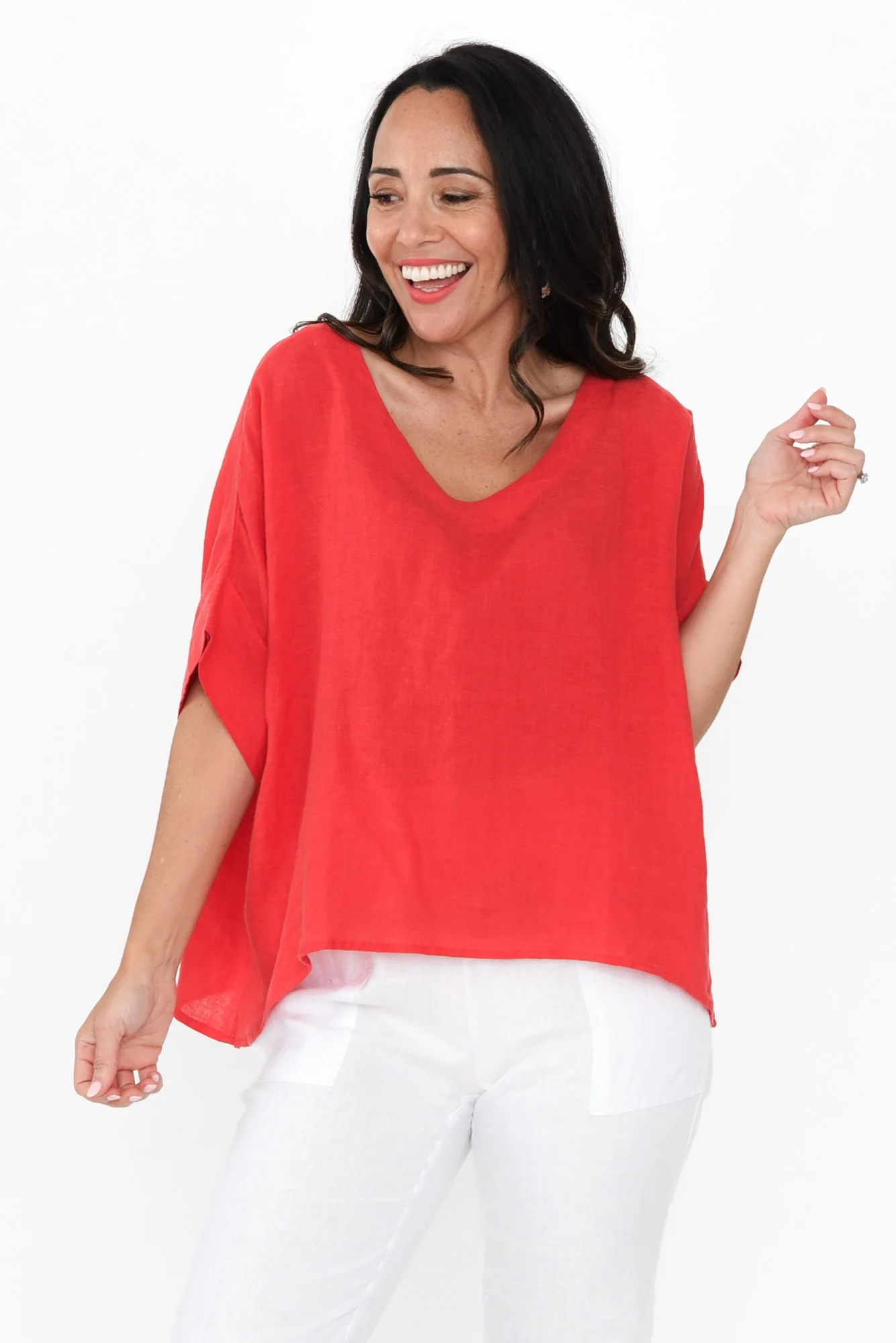 Kiro Red Linen Top