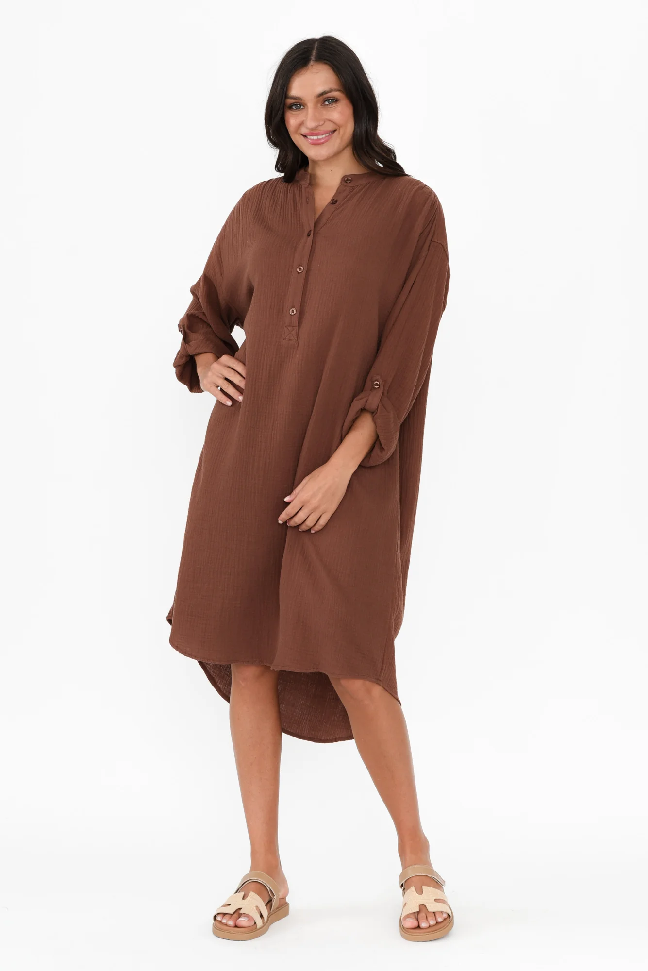 Tropez Mocha Cotton Cheesecloth Kaftan