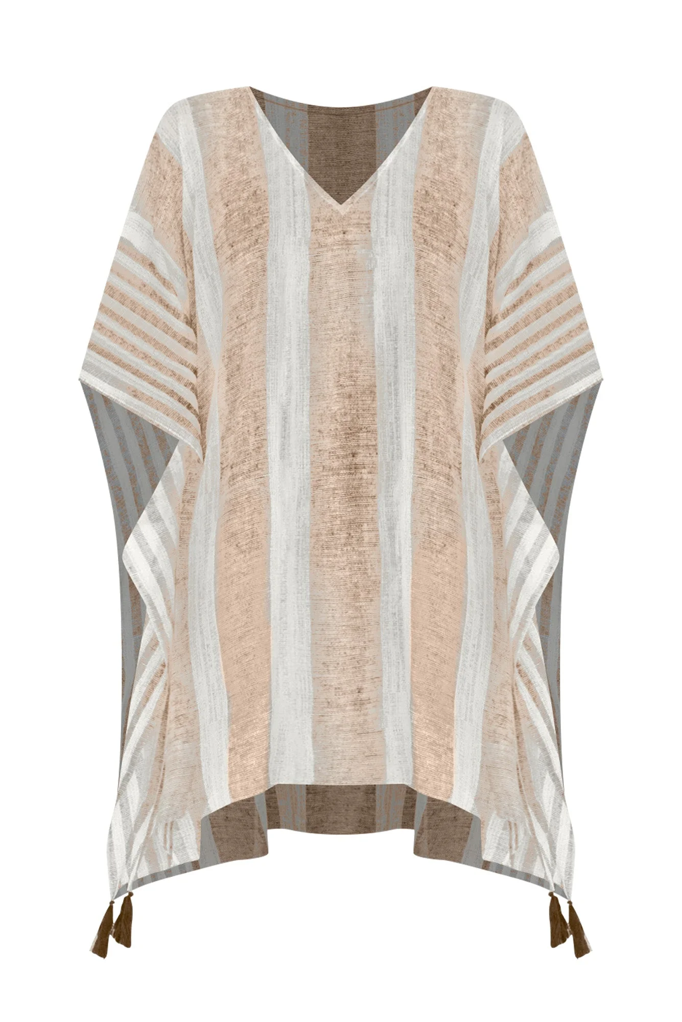 Stella Taupe Stripe Cotton Kaftan