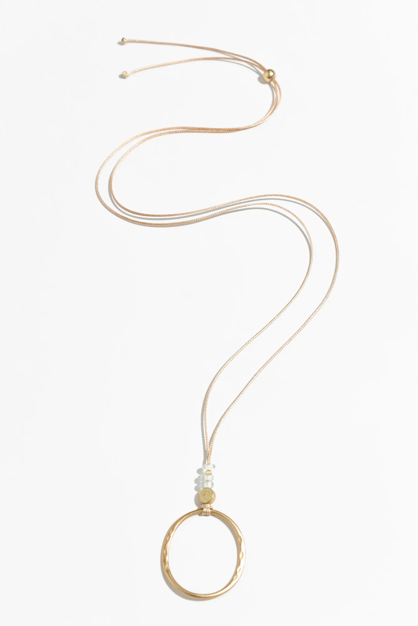 Renita Gold Clear Hoop Pendant Necklace