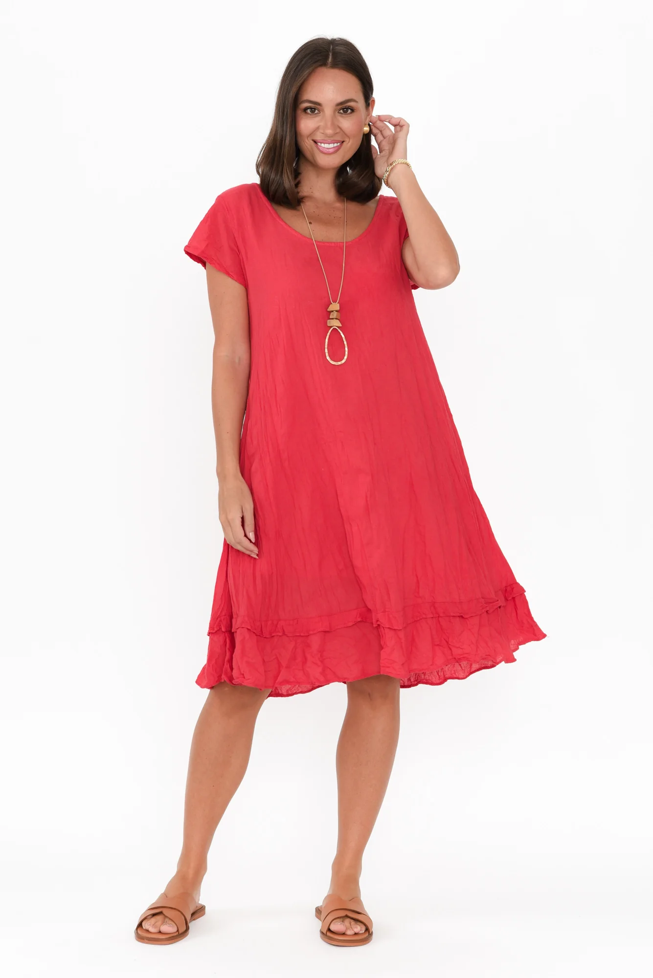 Lauren Berry Crinkle Cotton Dress