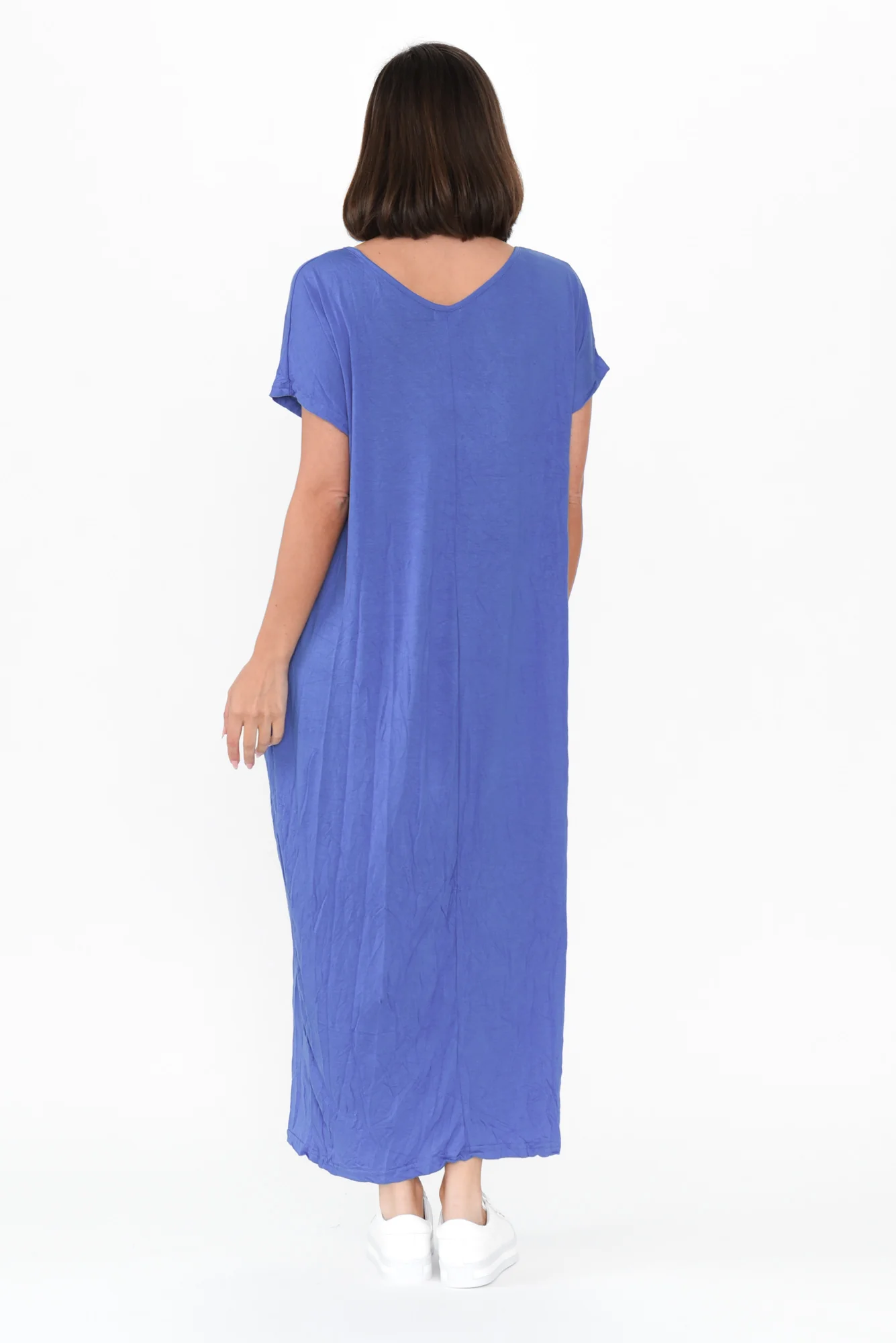 Travel Cobalt Crinkle Cotton Maxi Dress