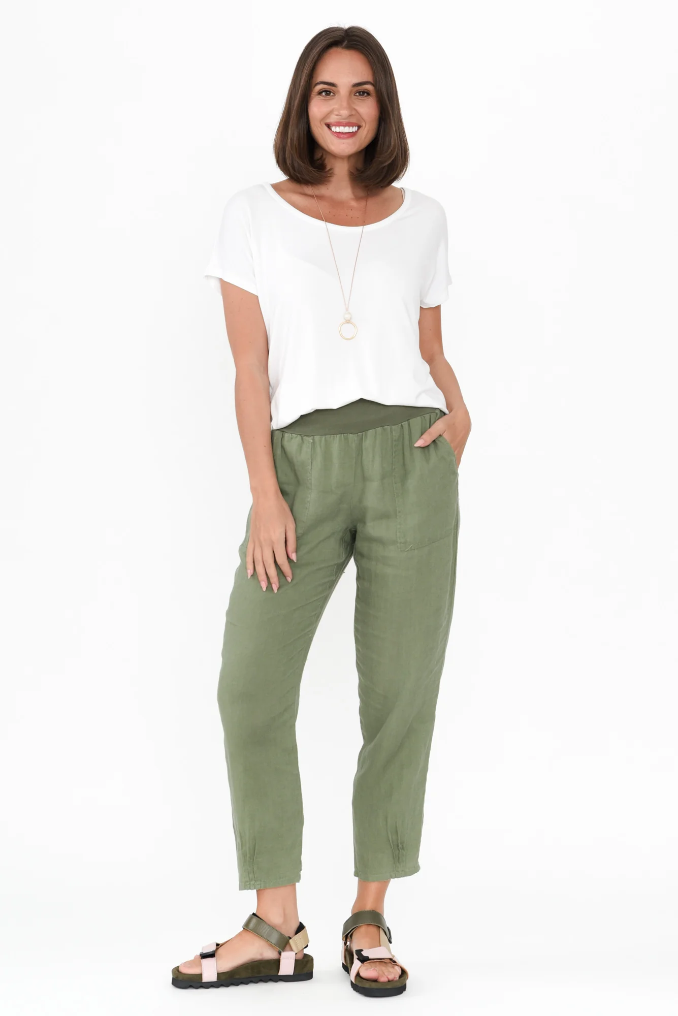 Tatum Khaki Linen Pants