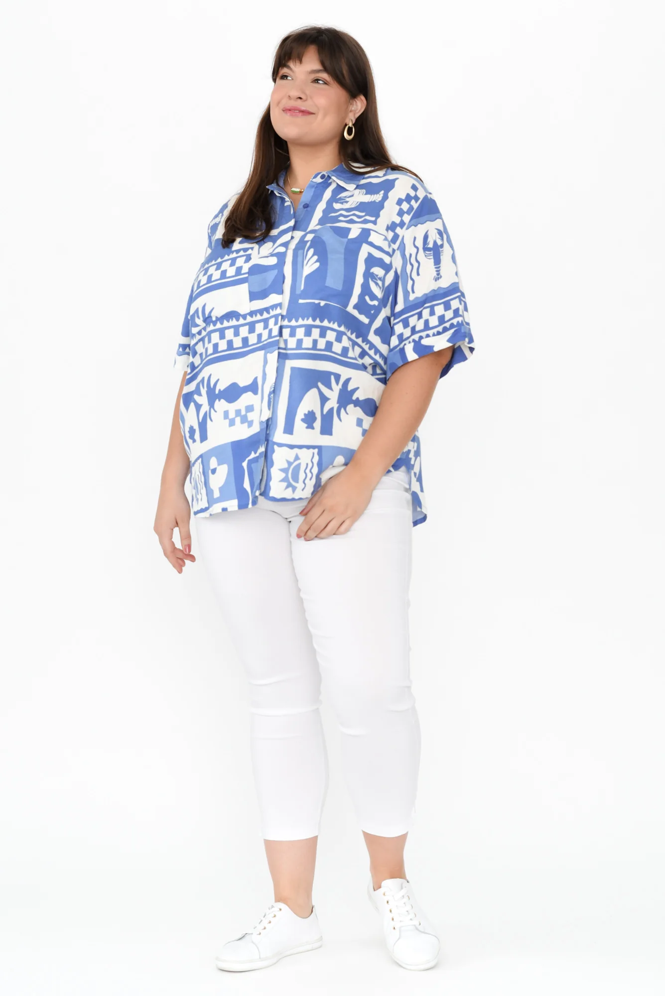 Holiday Blue Seaside Linen Blend Shirt