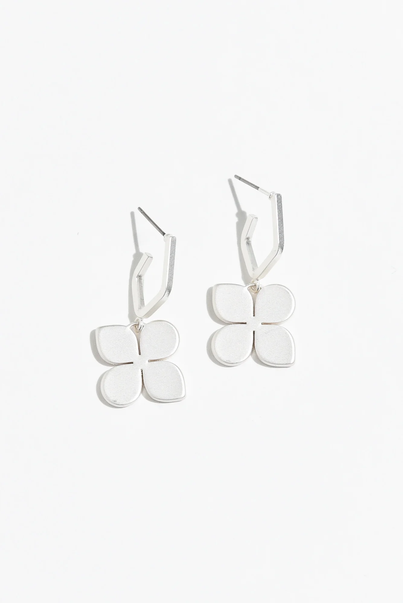 Taylee Silver Clover Hoop Earrings