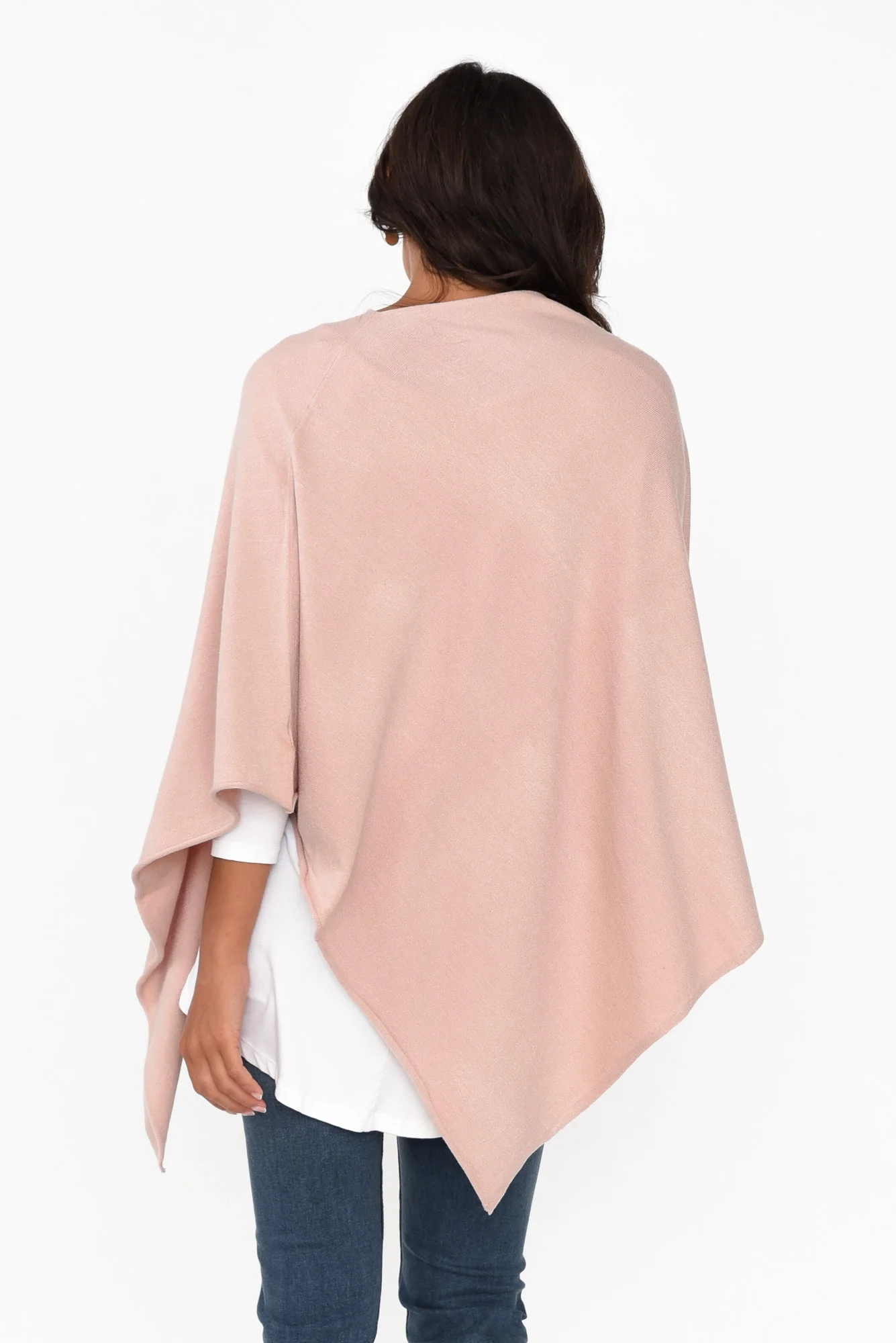 Amy Light Pink Wool Blend Poncho