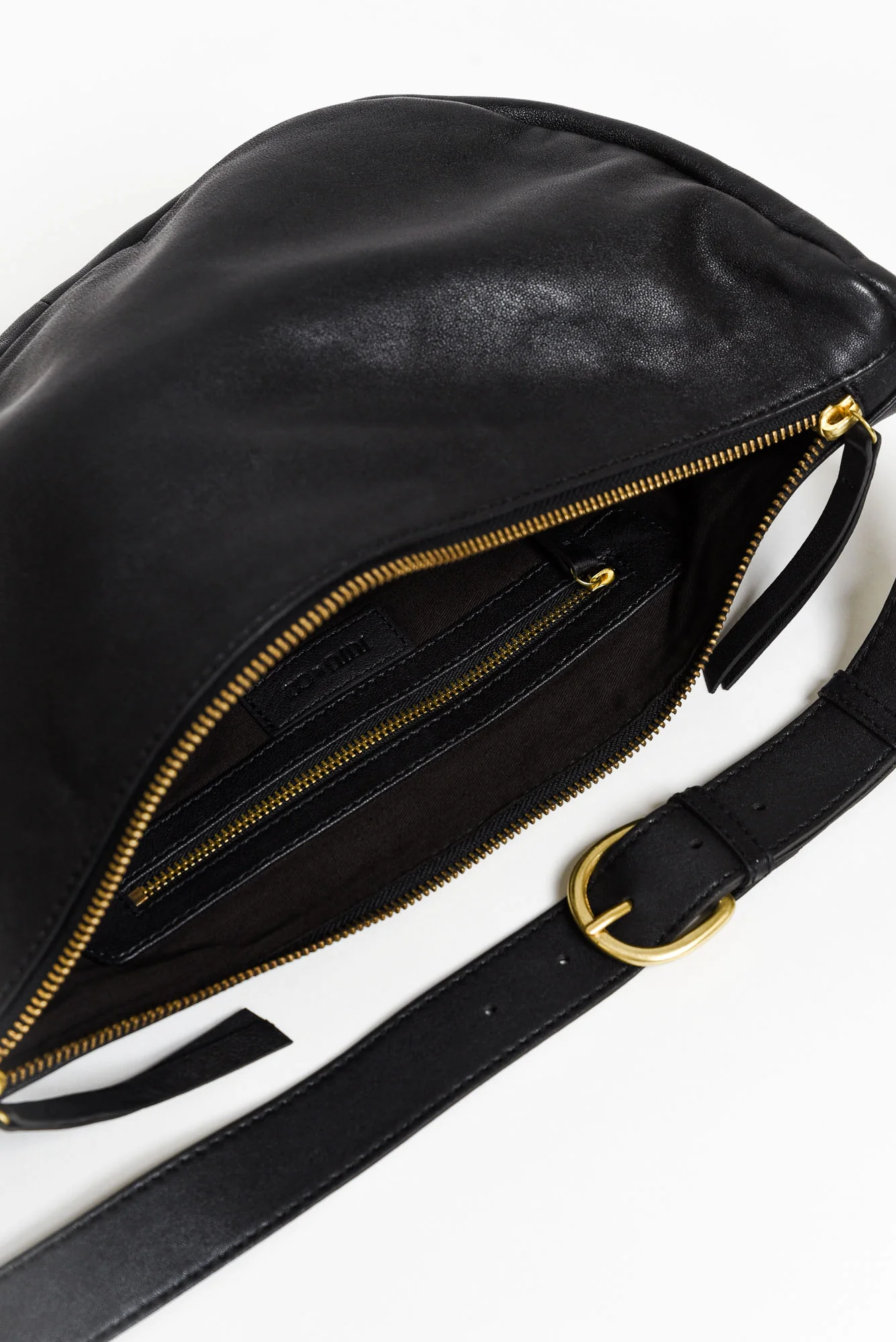 Shasta Black Leather Sling Bag