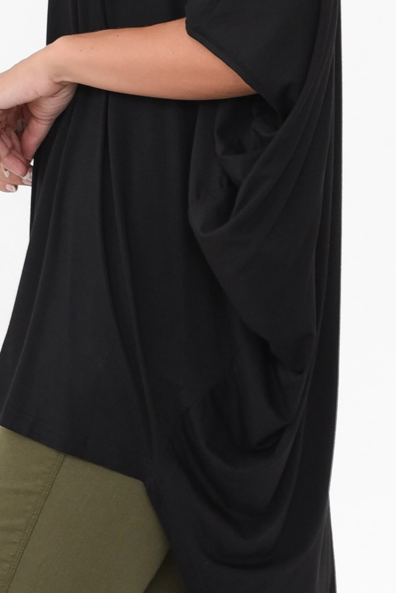 Emory Black Bamboo Hi Lo Batwing Top