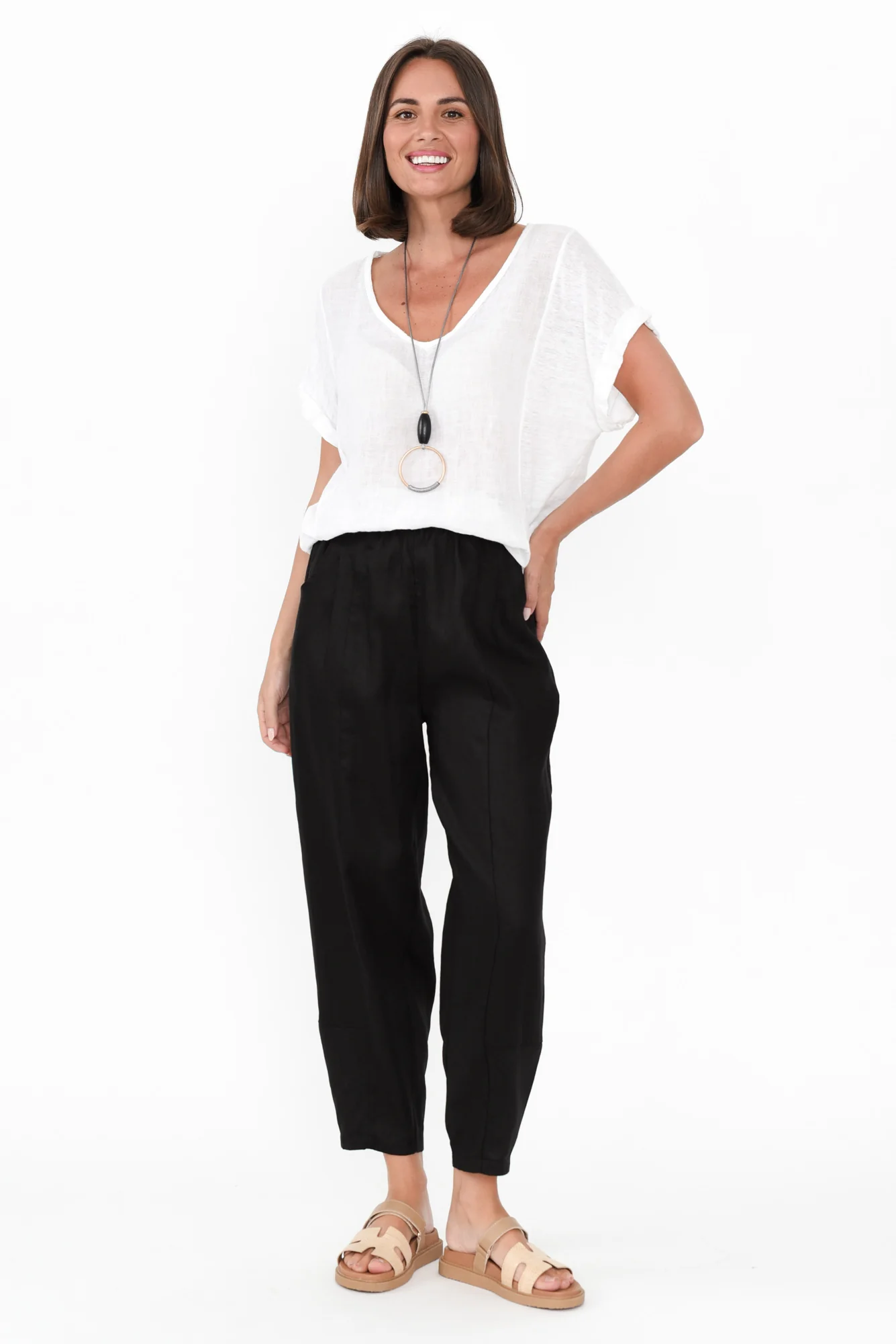 Botev Black Linen Relaxed Pants