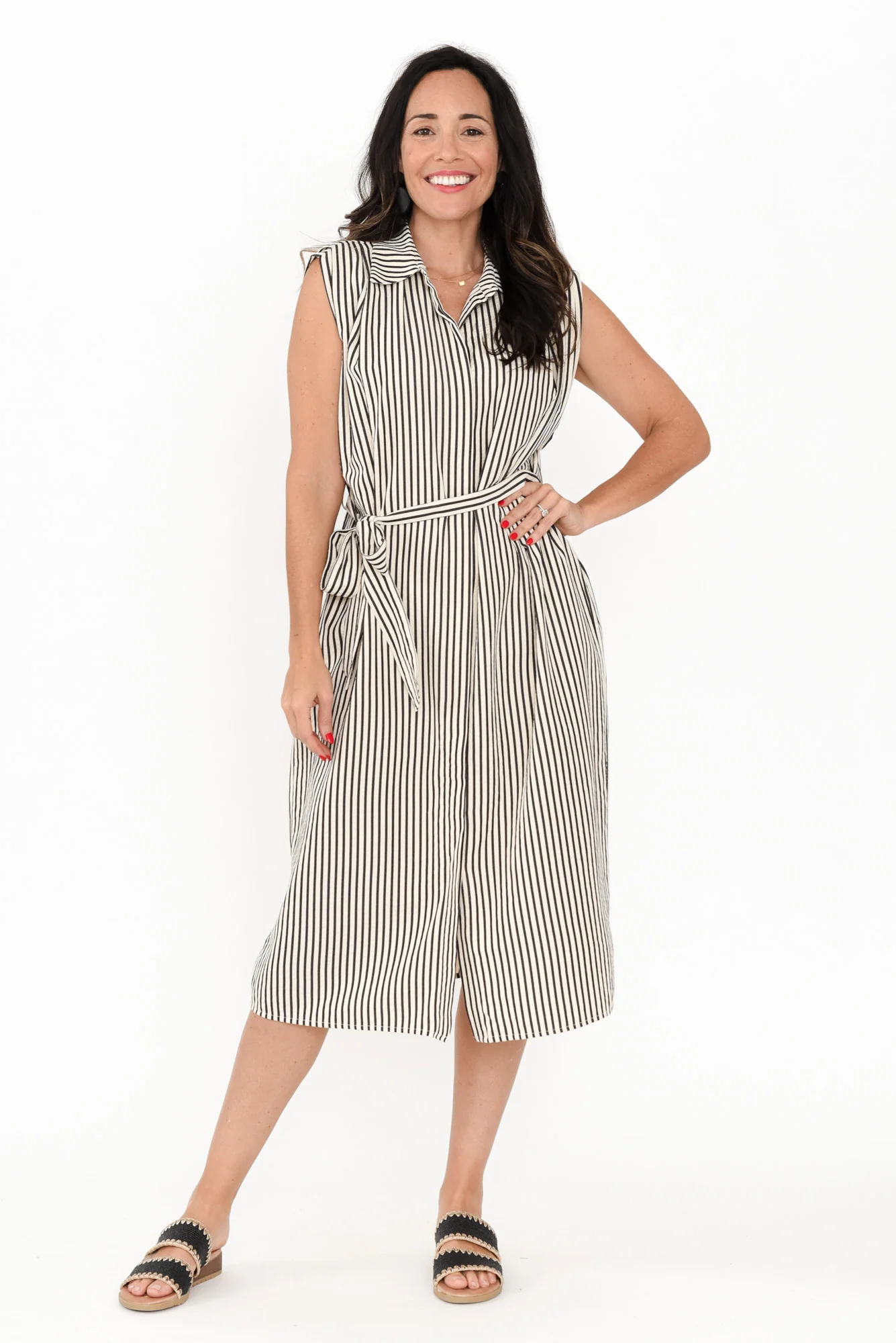 Charlie Black Stripe Tie Dress