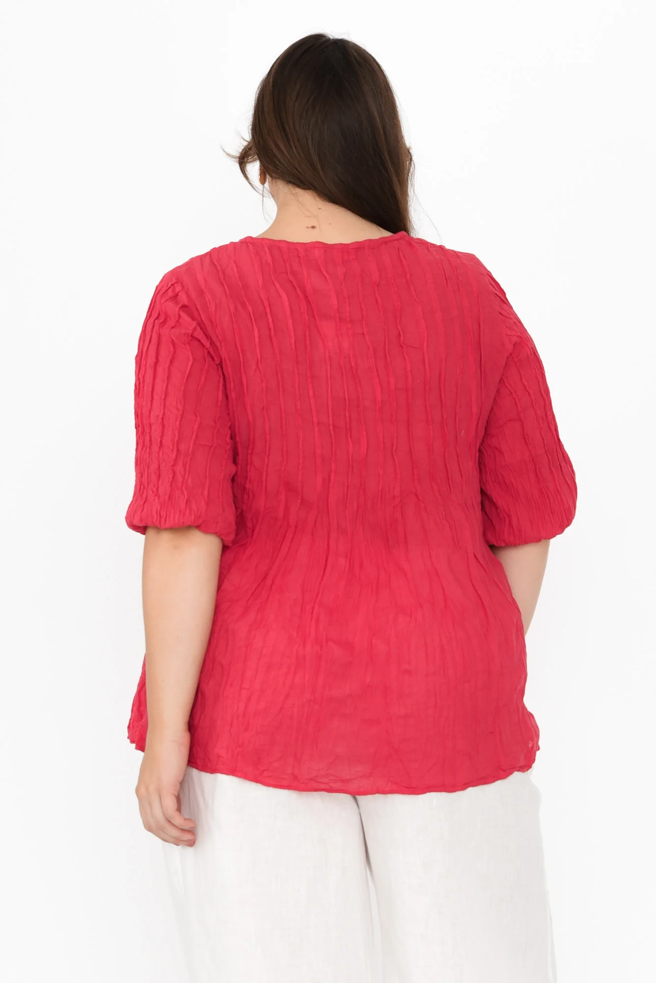 Selma Berry Crinkle Cotton Top