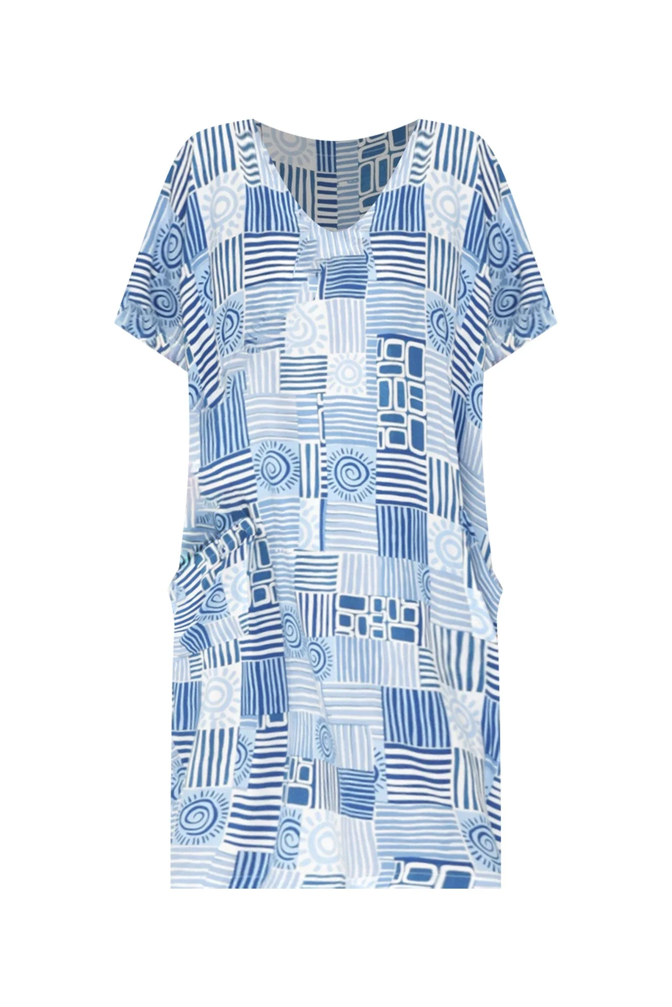 Esma Blue Abstract Pocket Dress