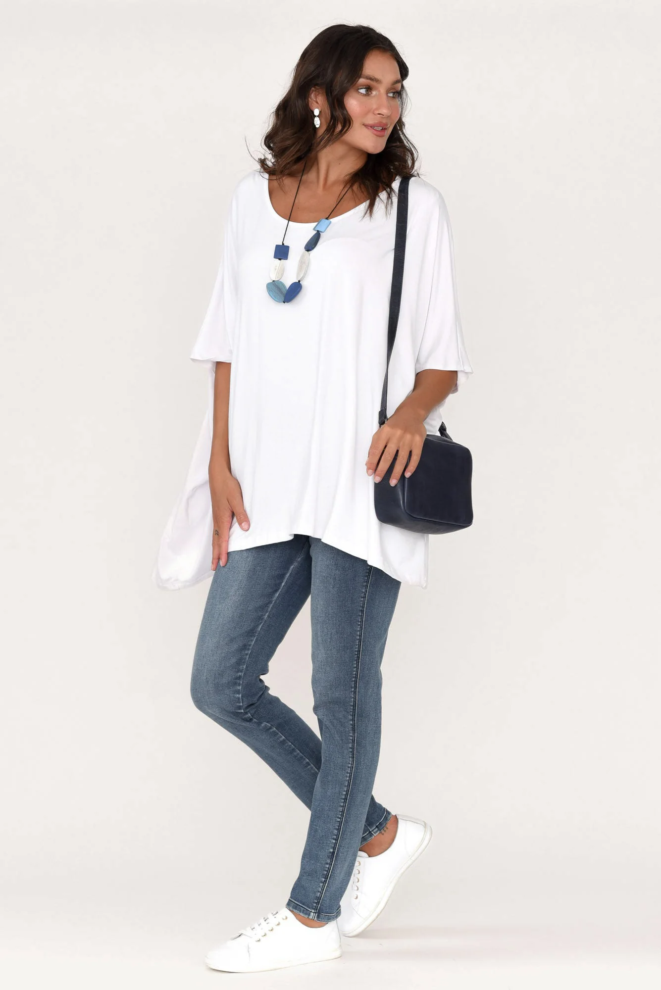 Sorronda White Bamboo Batwing Top