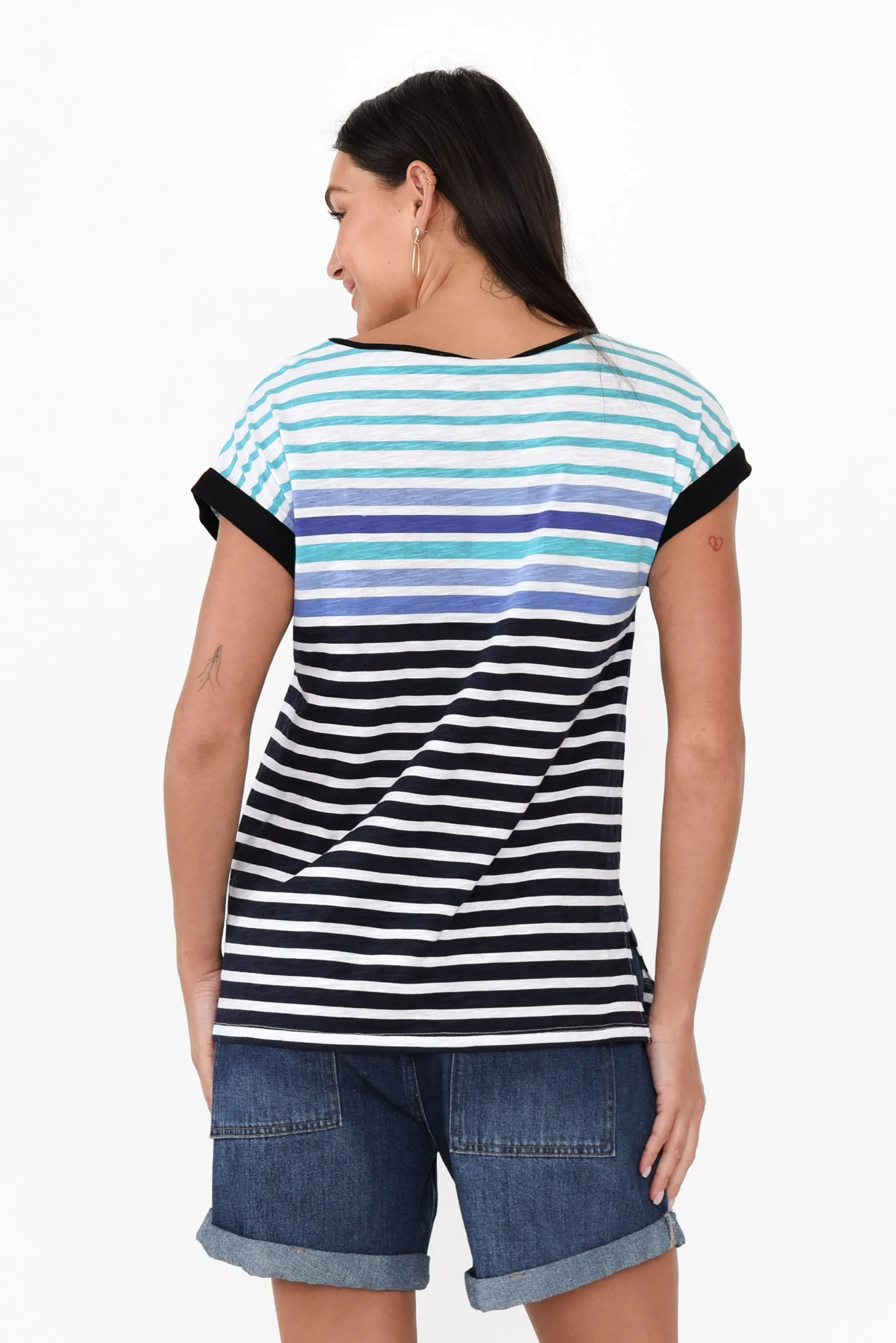 Gracie Blue Stripe Cotton Tee