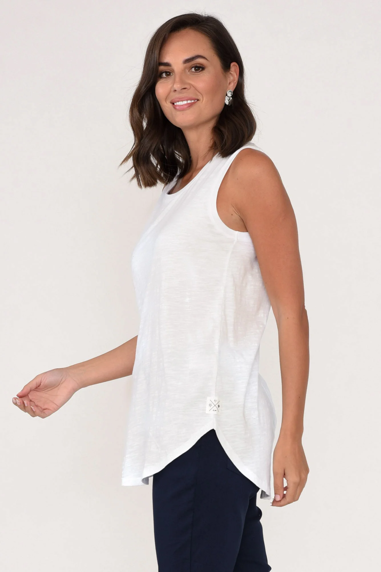 White Cotton Scoop Tank