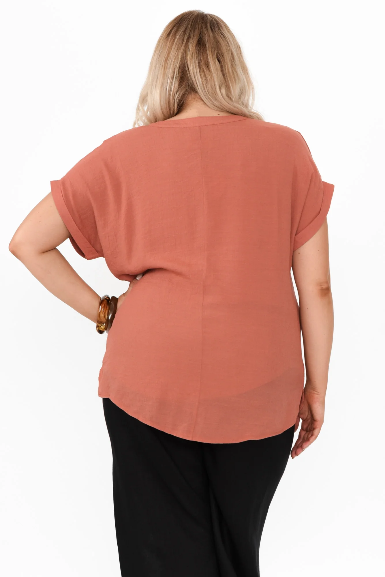 Miray Rust Button Top