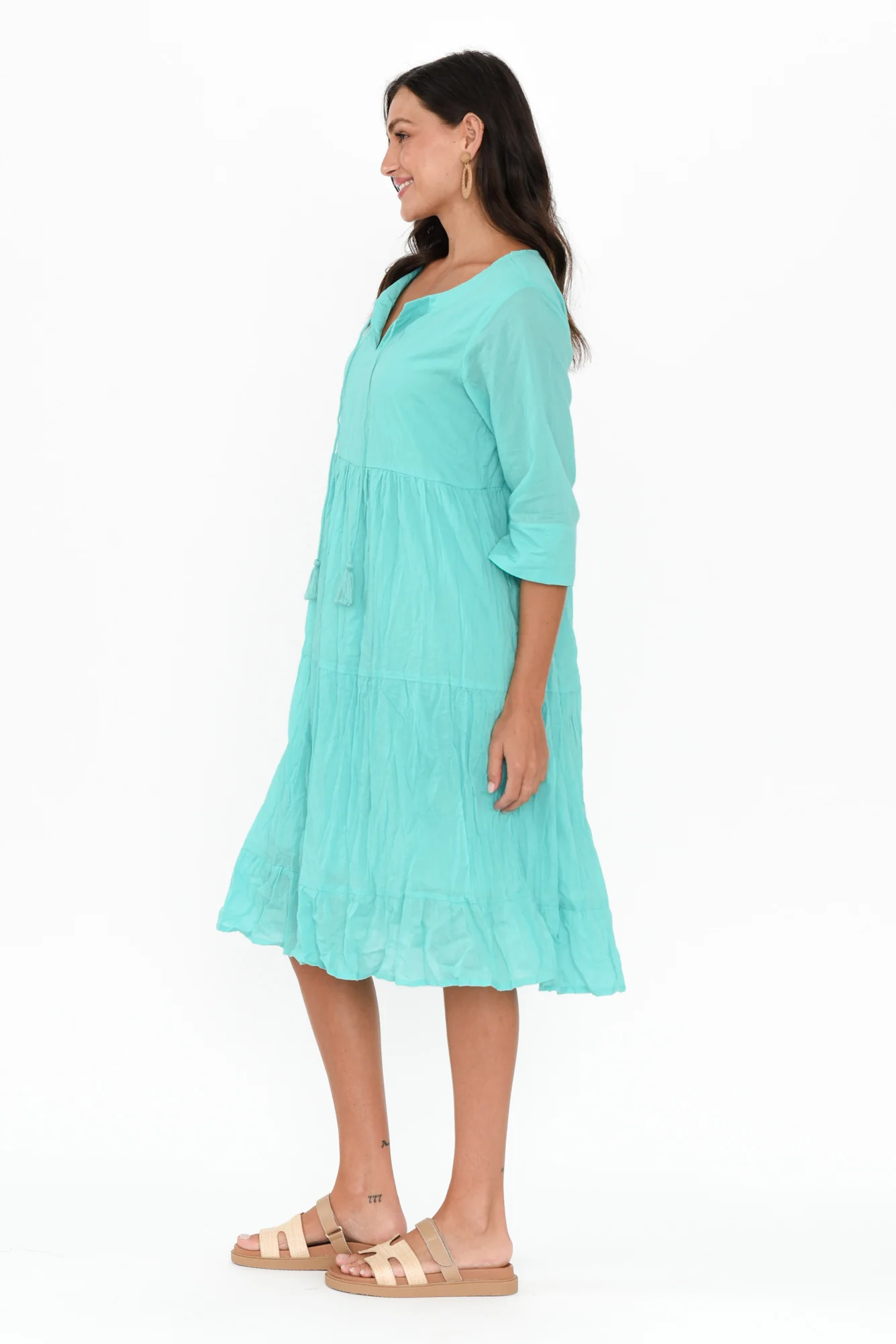 Milana Ice Blue Crinkle Cotton Dress