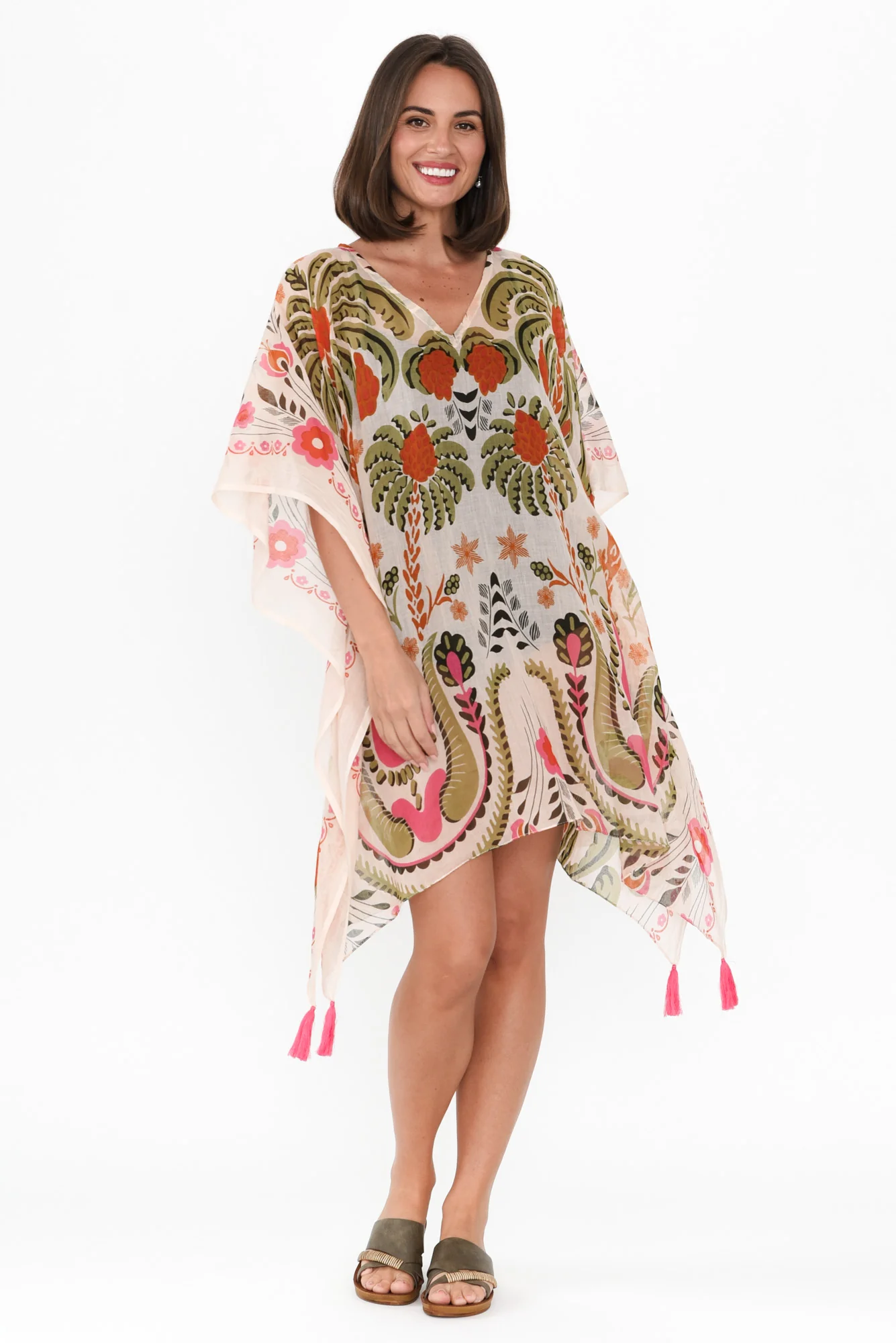 Stella Orange Palm Cotton Kaftan
