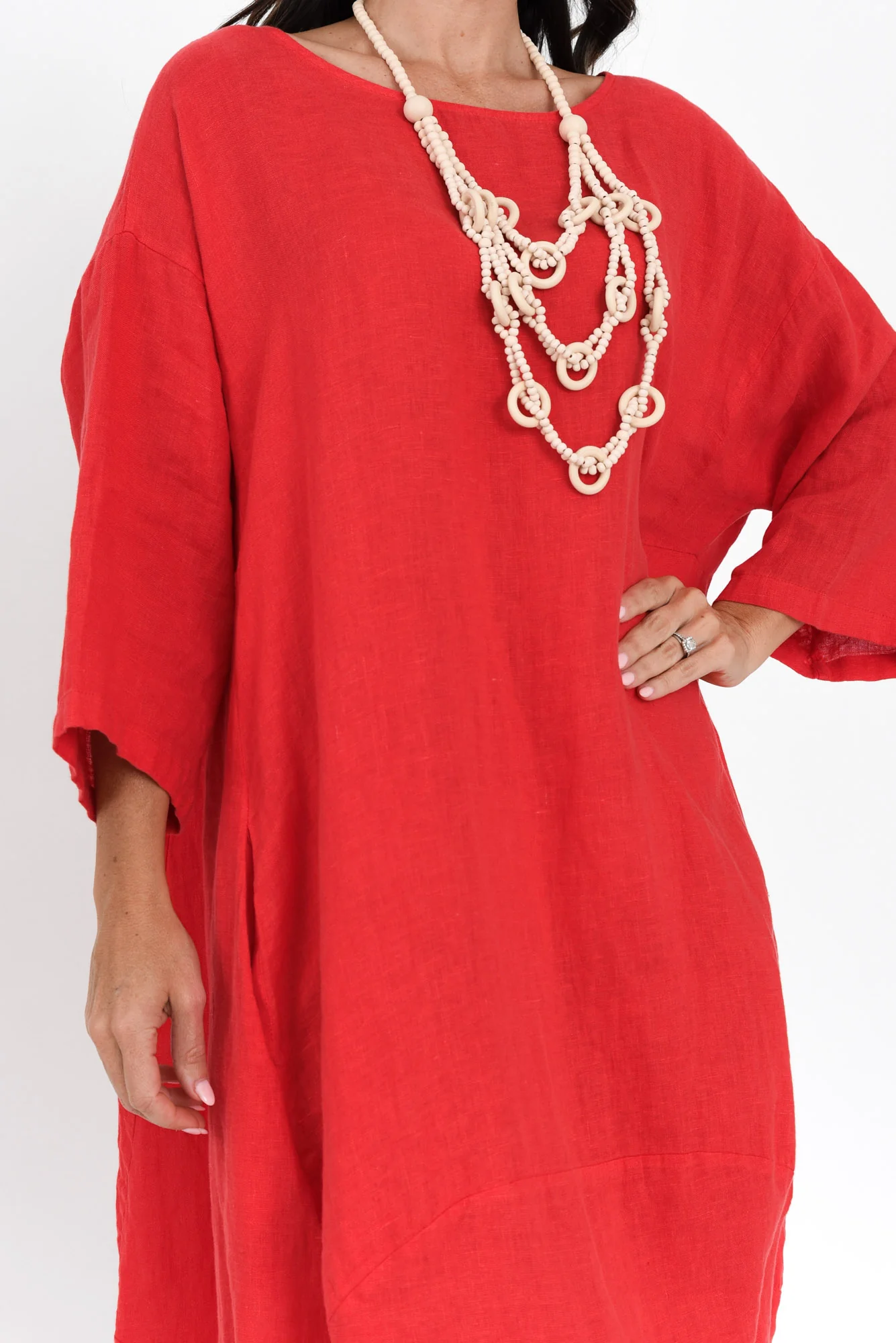 Kana Red Linen Dress