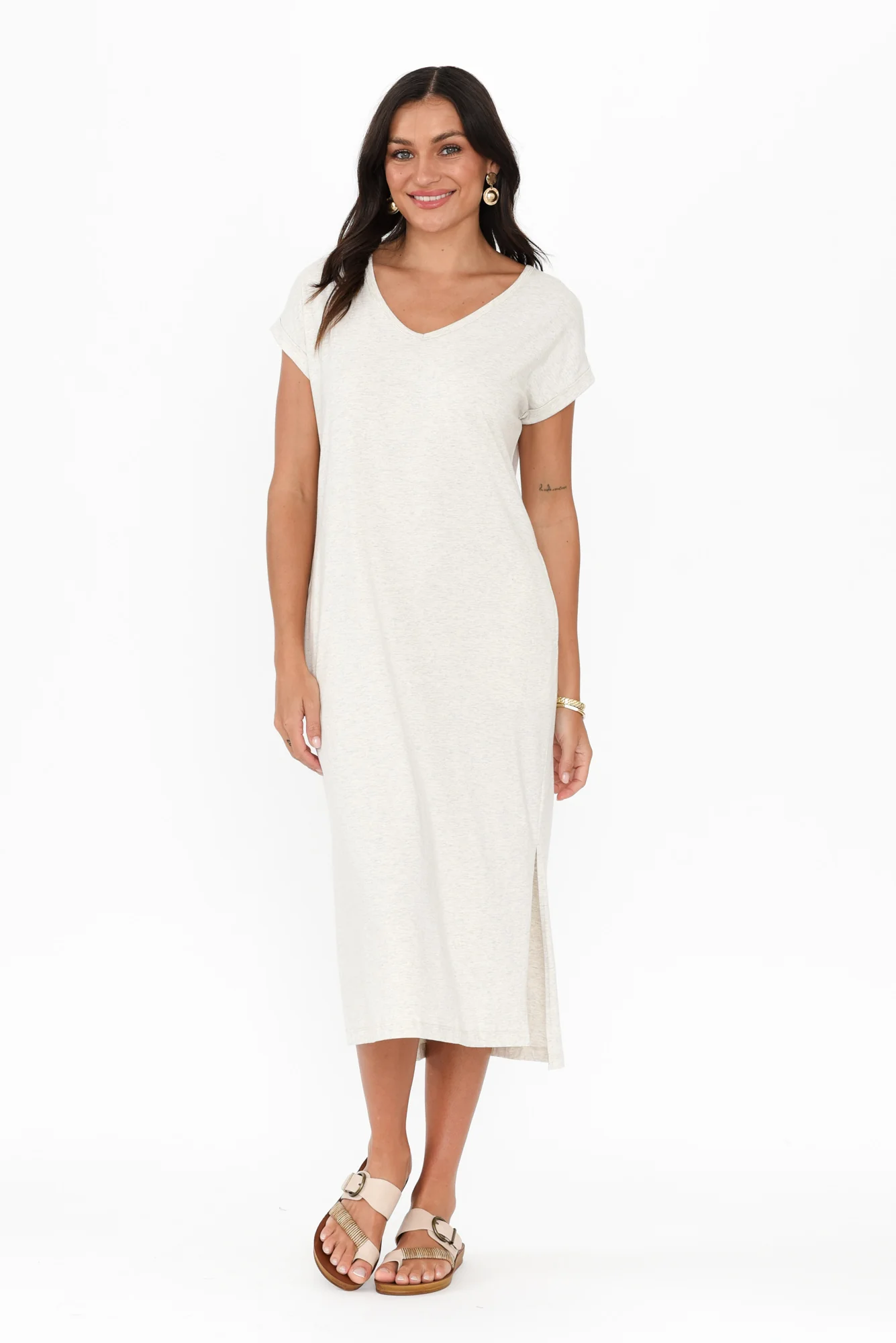 Lavin Grey Marle Cotton Stretch Dress