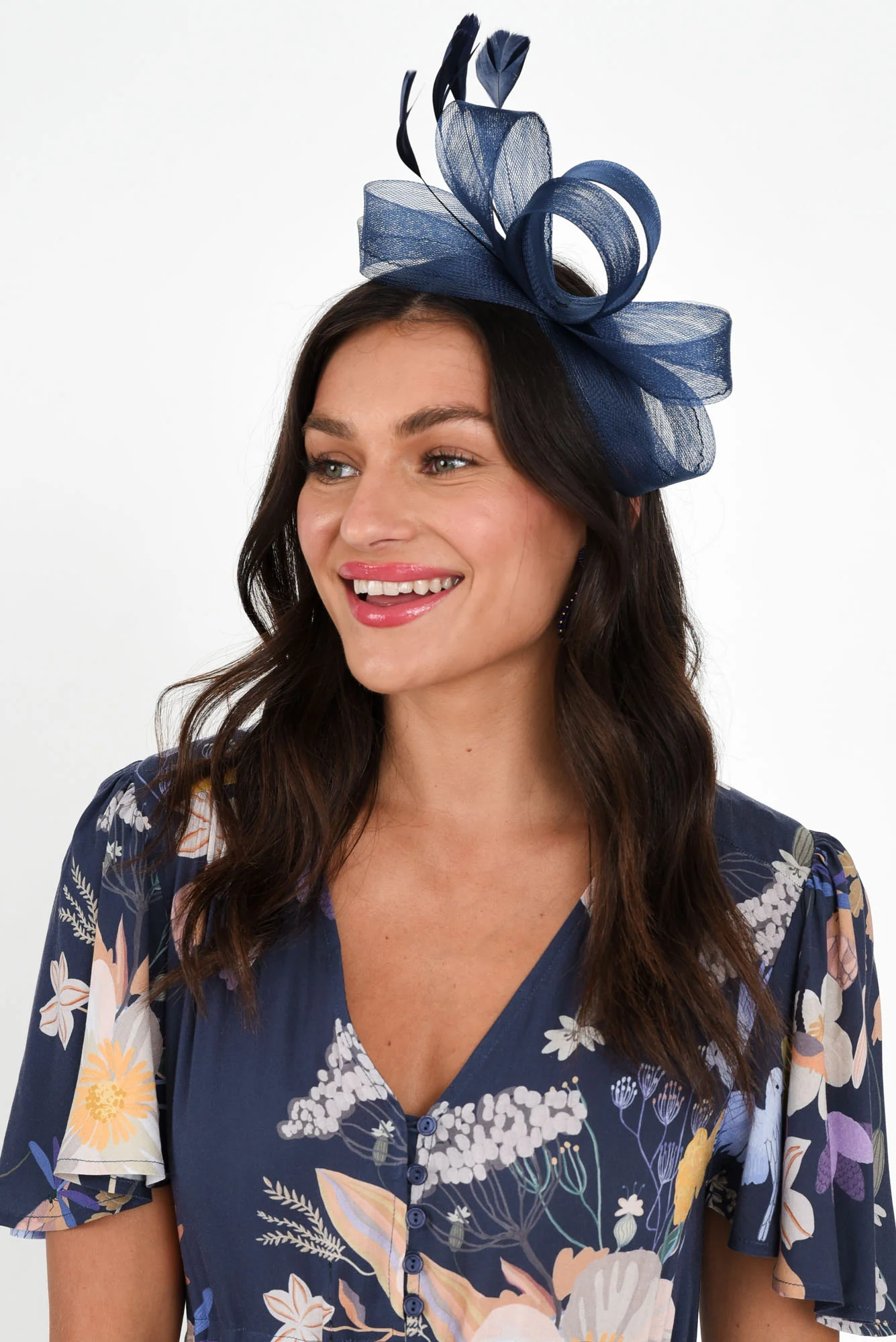 Nyla Navy Feather Fascinator