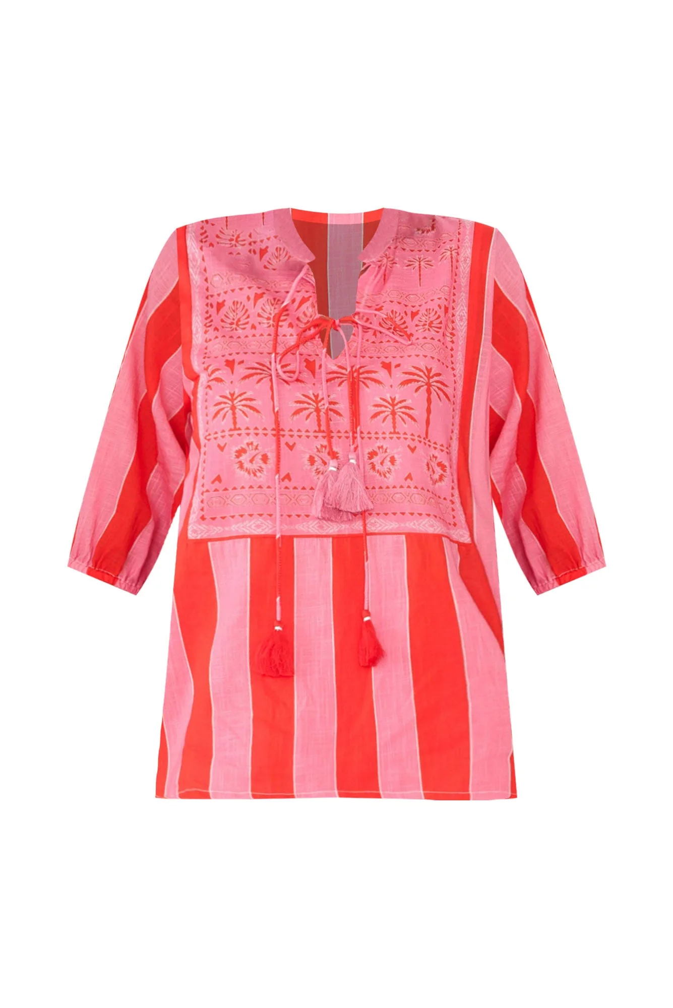 Ceri Pink Stripe Cotton Tie Top