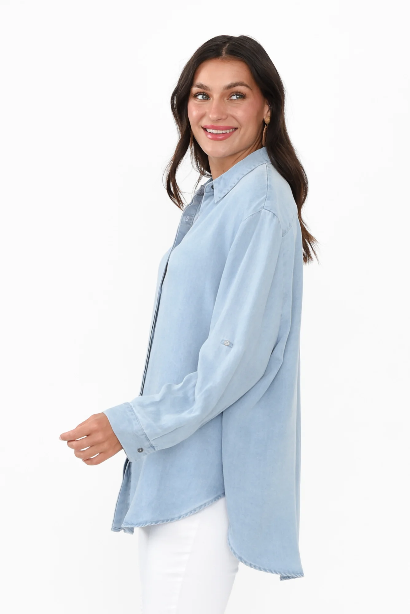 Jenaya Blue Chambray Collared Shirt