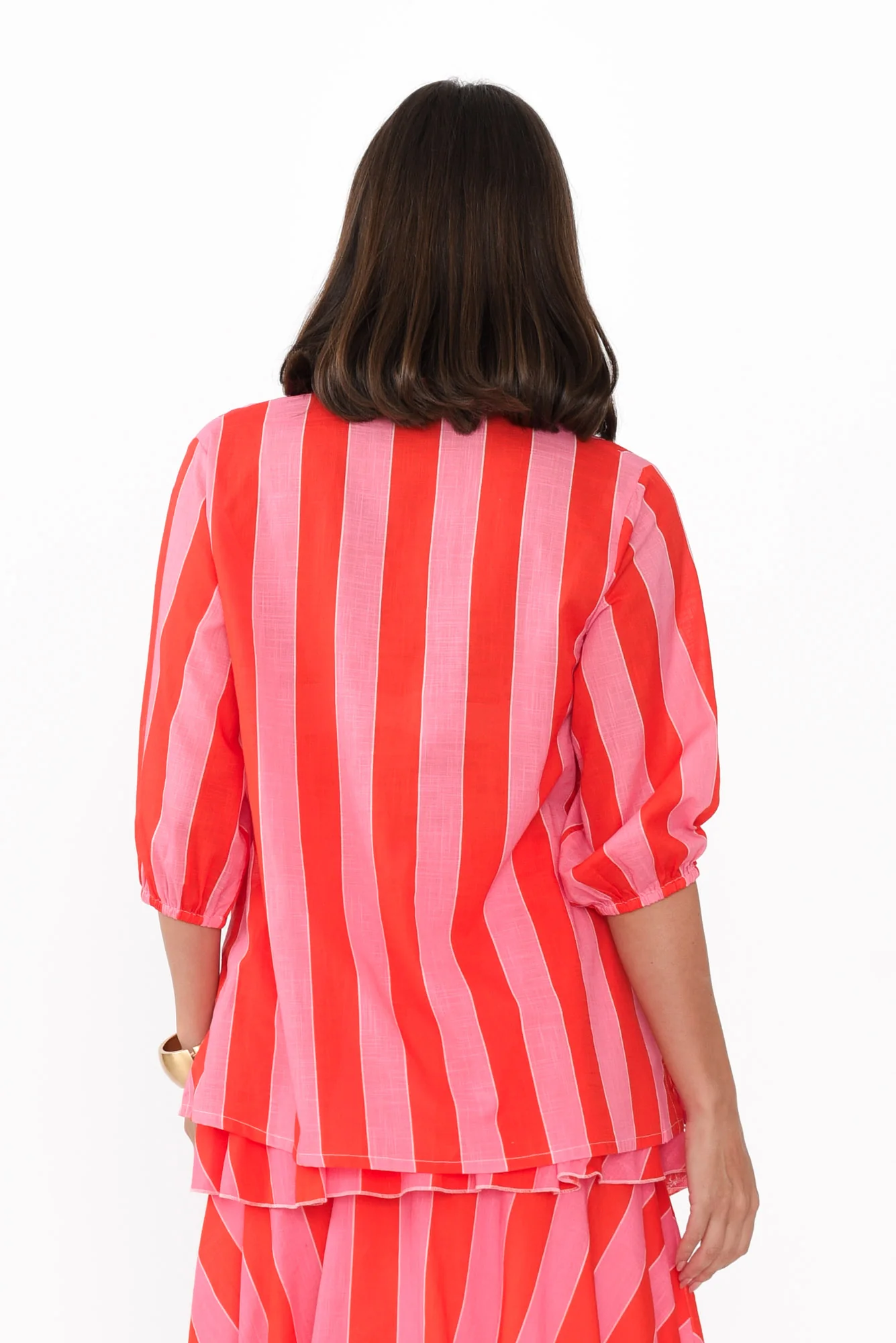 Ceri Pink Stripe Cotton Tie Top